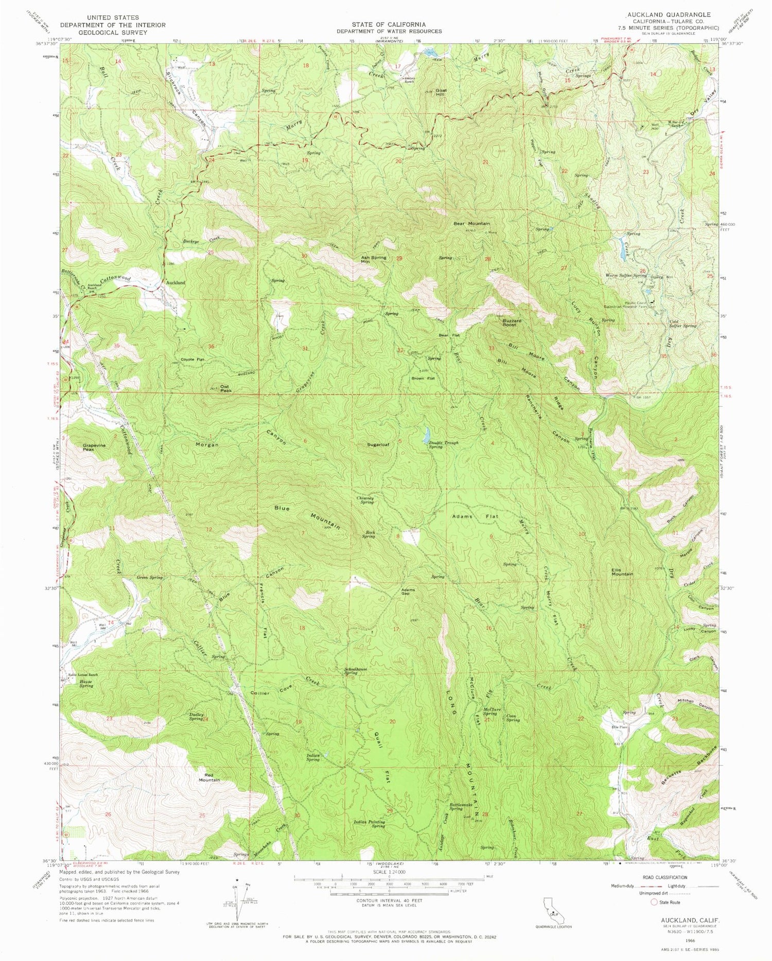 Classic USGS Auckland California 7.5'x7.5' Topo Map Image