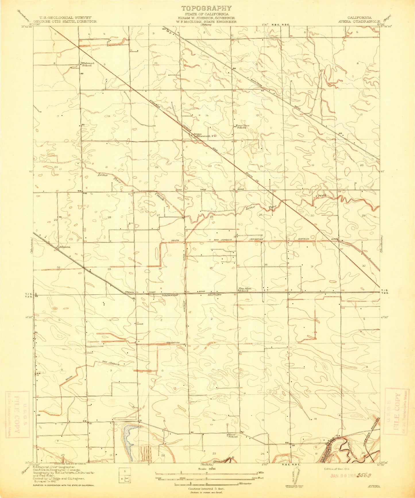 Classic USGS Avena California 7.5'x7.5' Topo Map Image