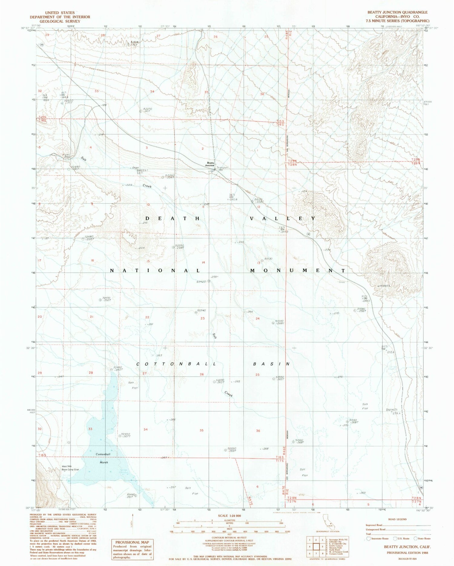 Classic USGS Beatty Junction California 7.5'x7.5' Topo Map Image