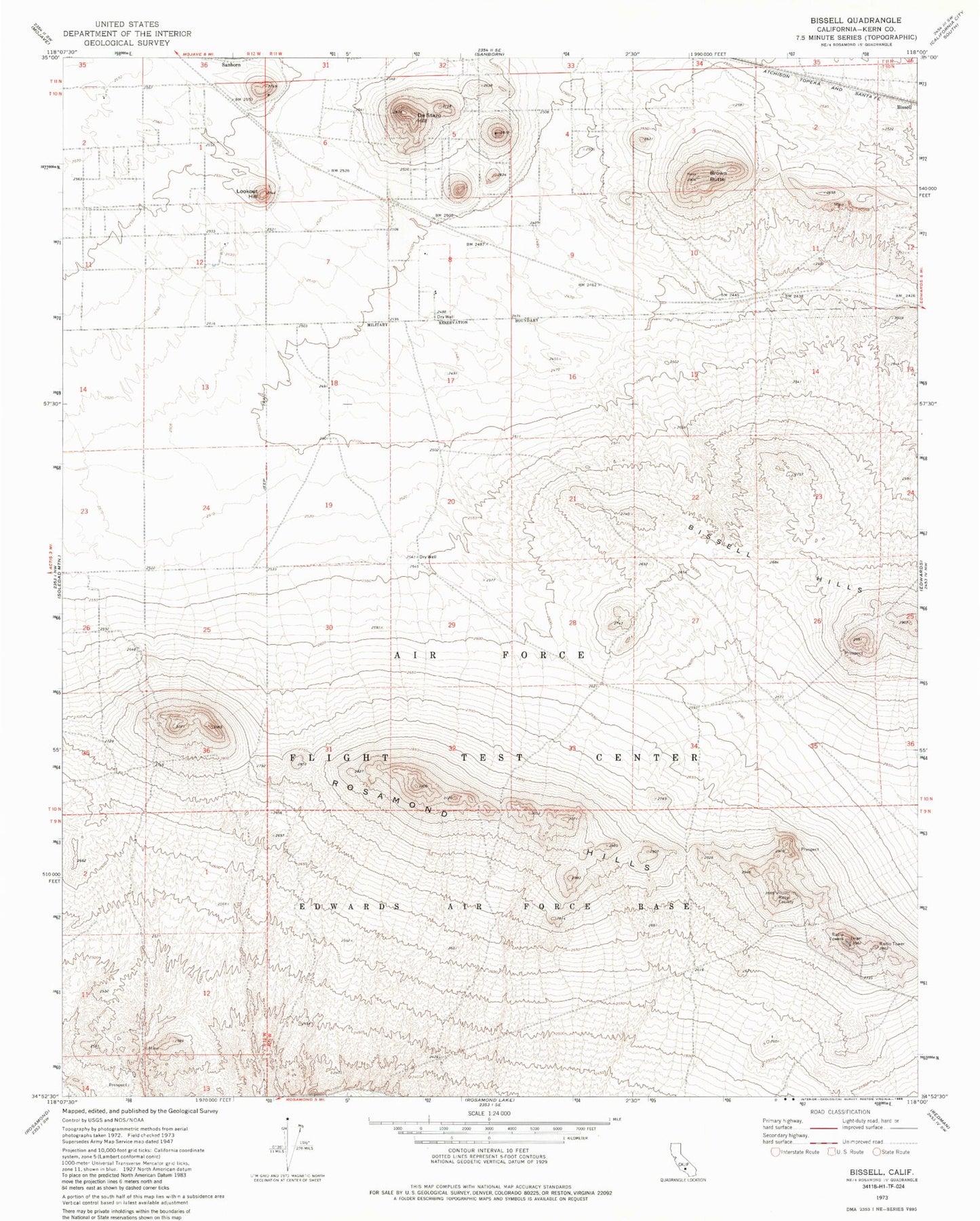 Classic USGS Bissell California 7.5'x7.5' Topo Map Image