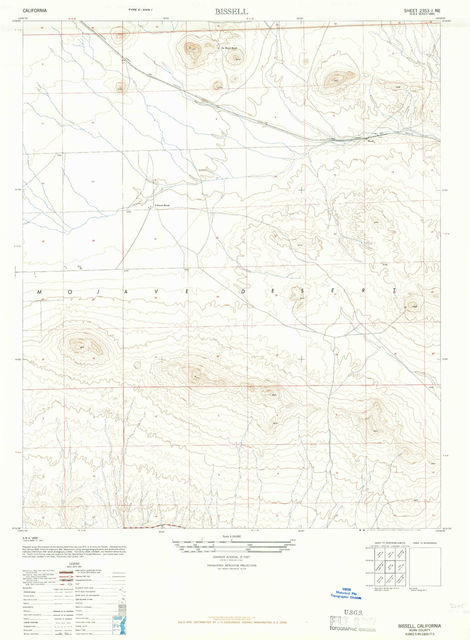 Classic USGS Bissell California 7.5'x7.5' Topo Map Image