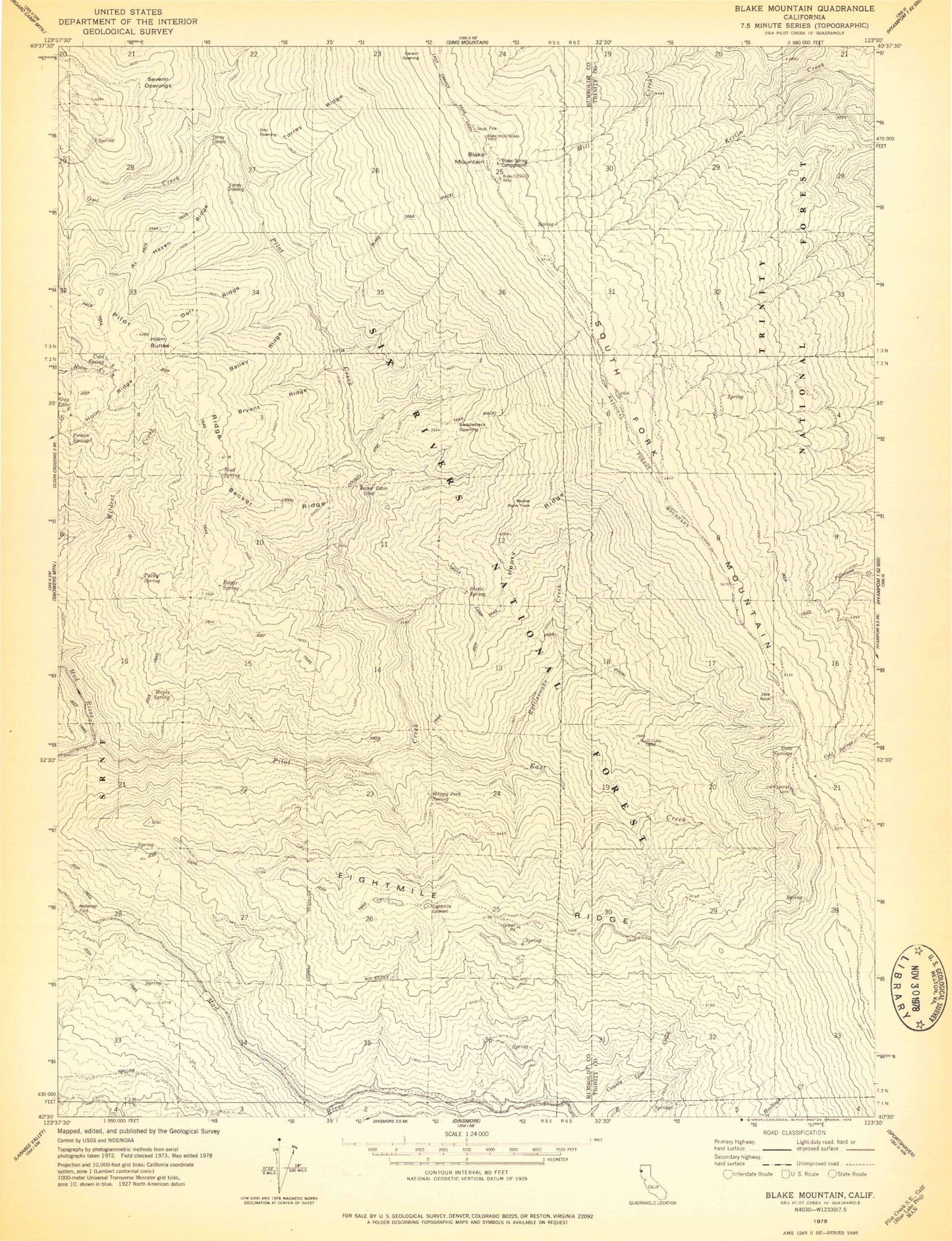Classic USGS Blake Mountain California 7.5'x7.5' Topo Map Image