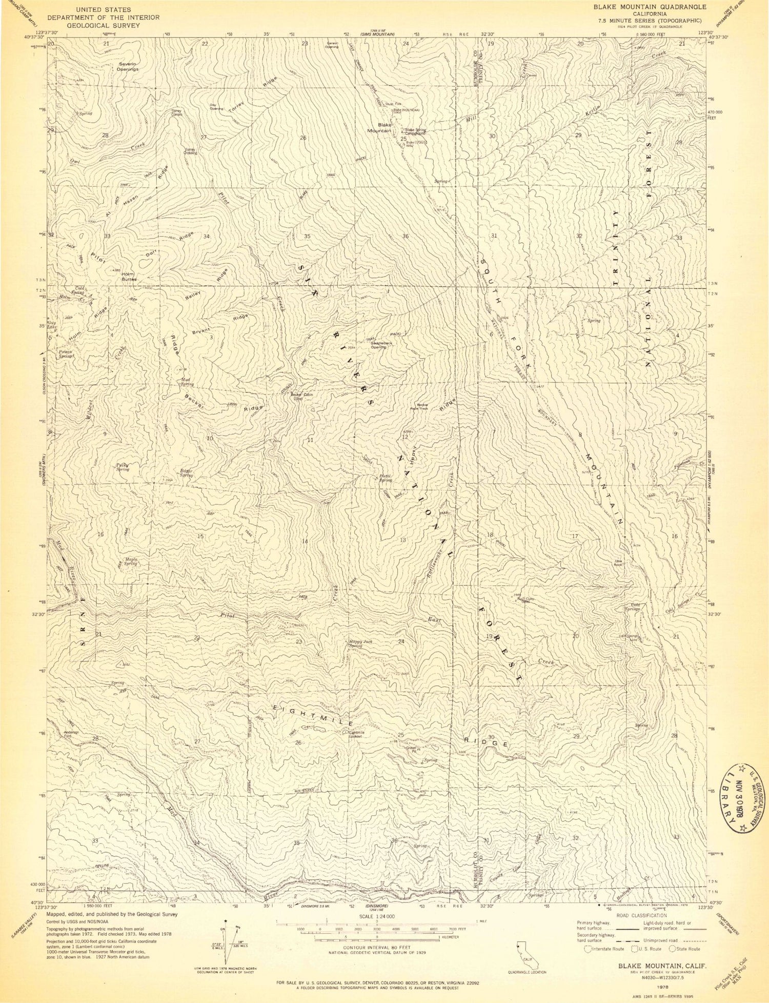Classic USGS Blake Mountain California 7.5'x7.5' Topo Map Image