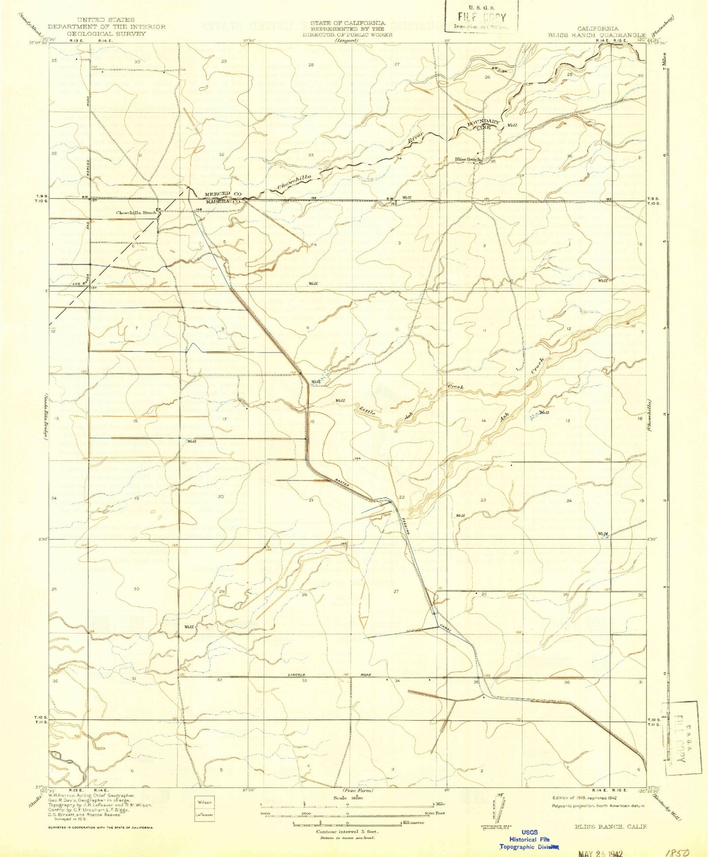 Classic USGS Bliss Ranch California 7.5'x7.5' Topo Map Image