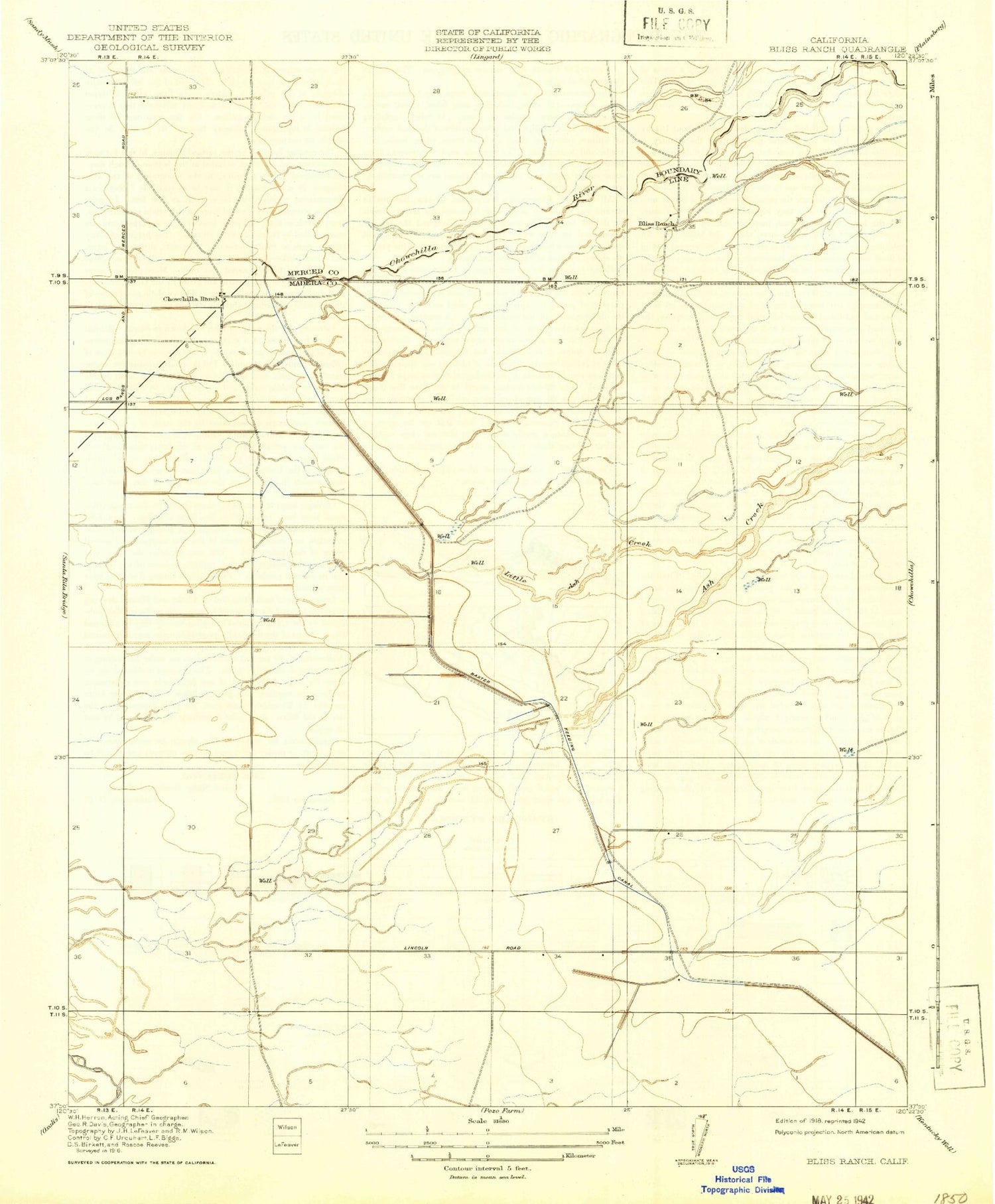 Classic USGS Bliss Ranch California 7.5'x7.5' Topo Map Image