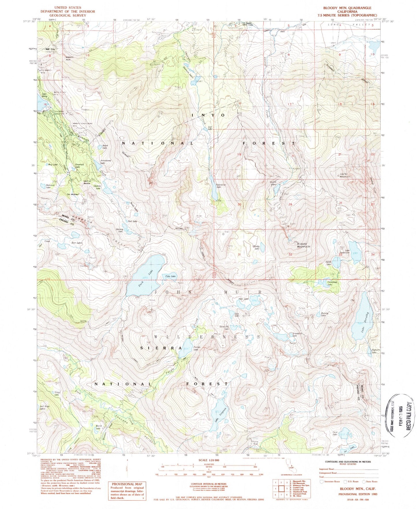USGS Classic Bloody Mountain California 7.5'x7.5' Topo Map Image