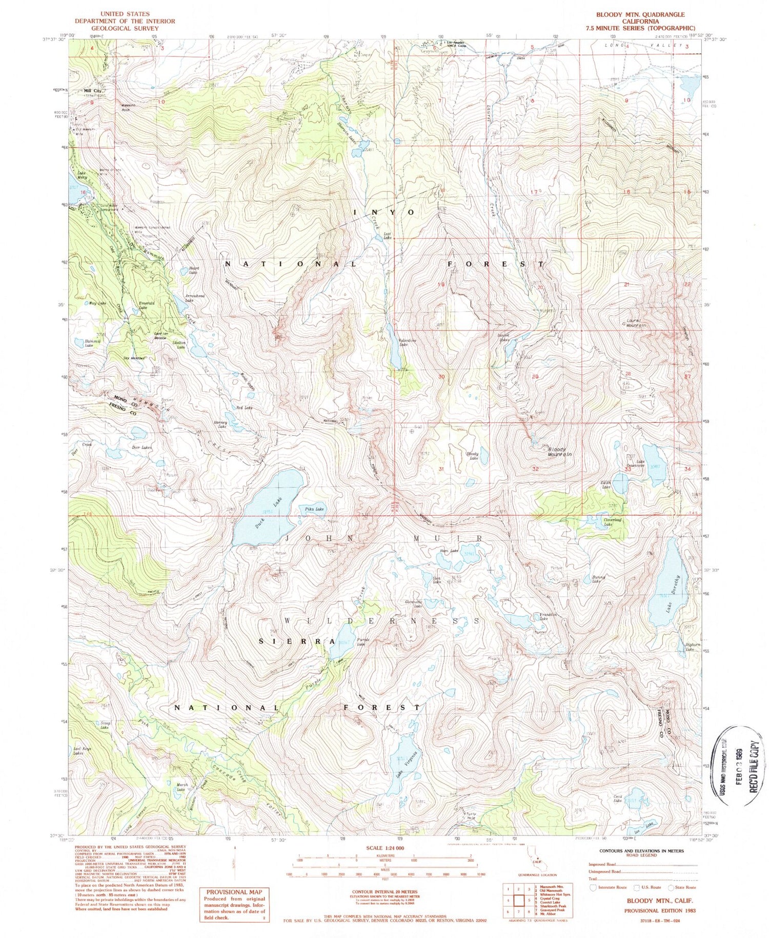USGS Classic Bloody Mountain California 7.5'x7.5' Topo Map Image