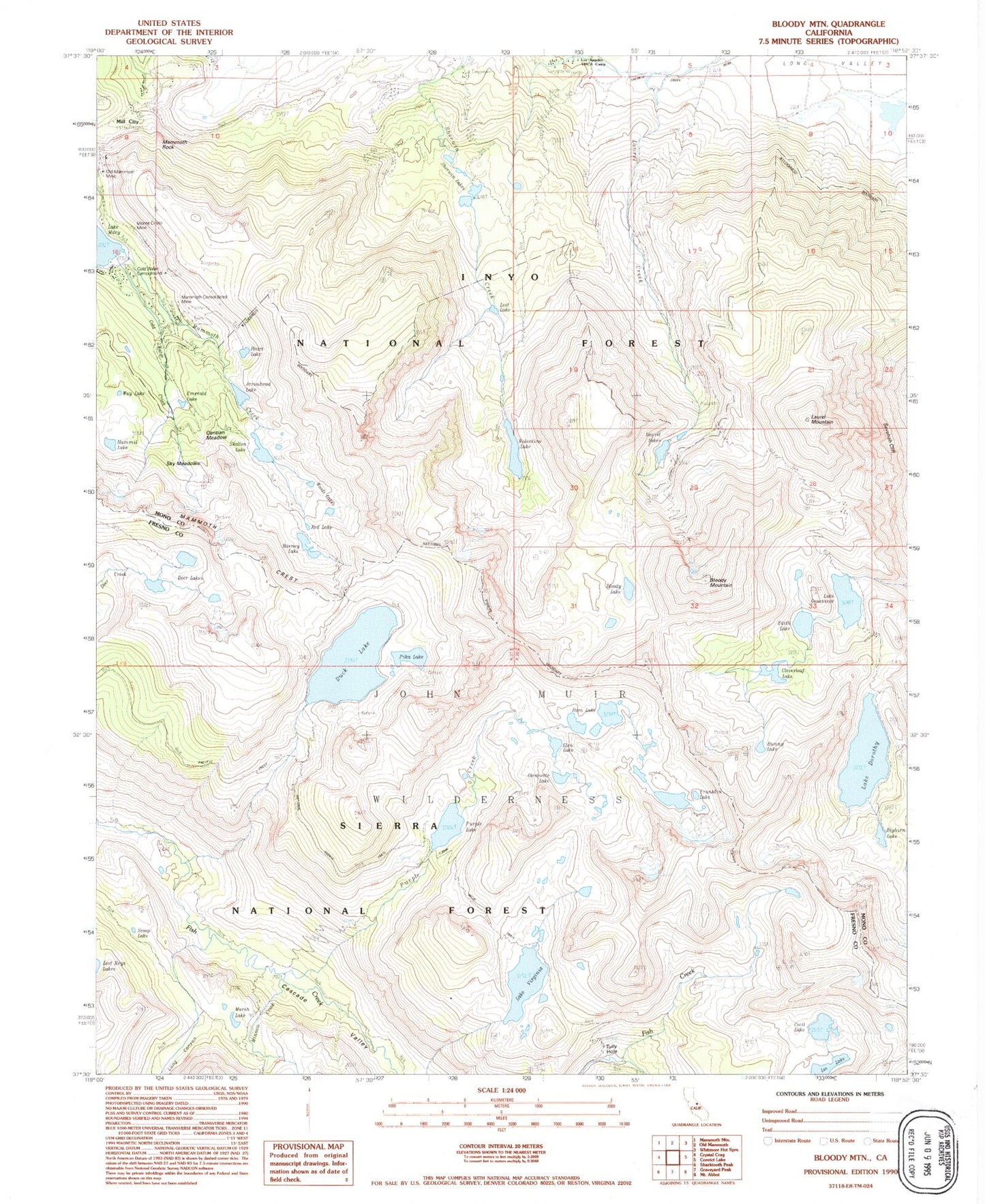 USGS Classic Bloody Mountain California 7.5'x7.5' Topo Map Image