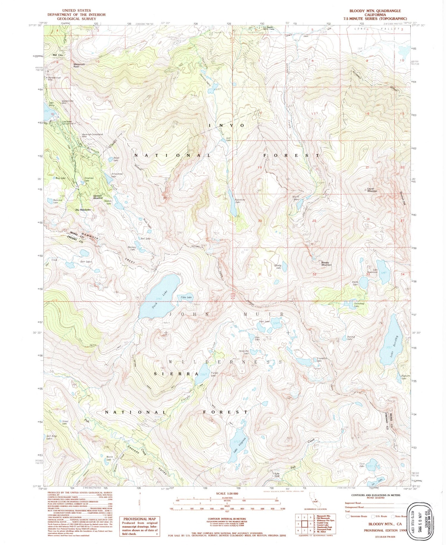 USGS Classic Bloody Mountain California 7.5'x7.5' Topo Map Image