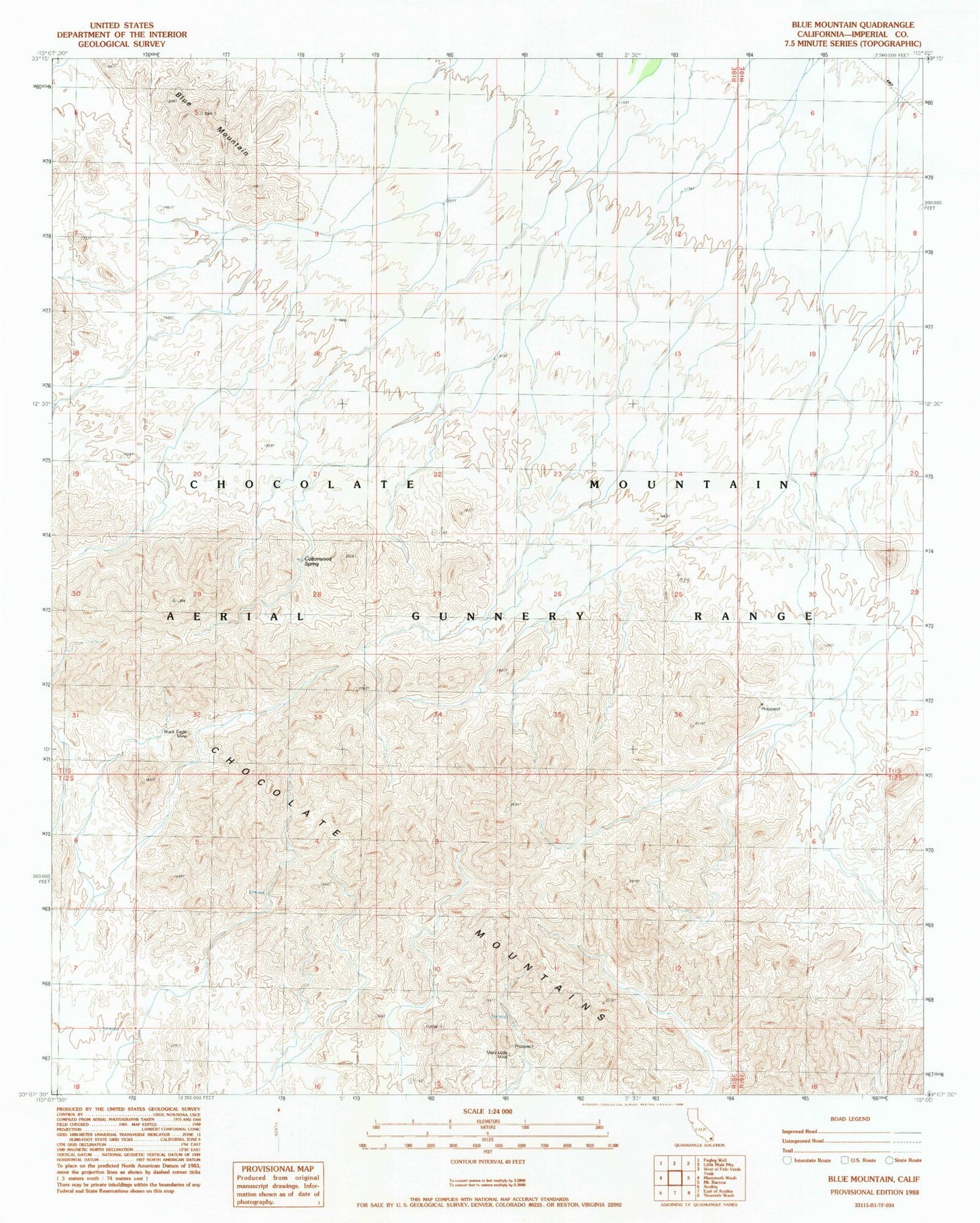 Classic USGS Blue Mountain California 7.5'x7.5' Topo Map Image