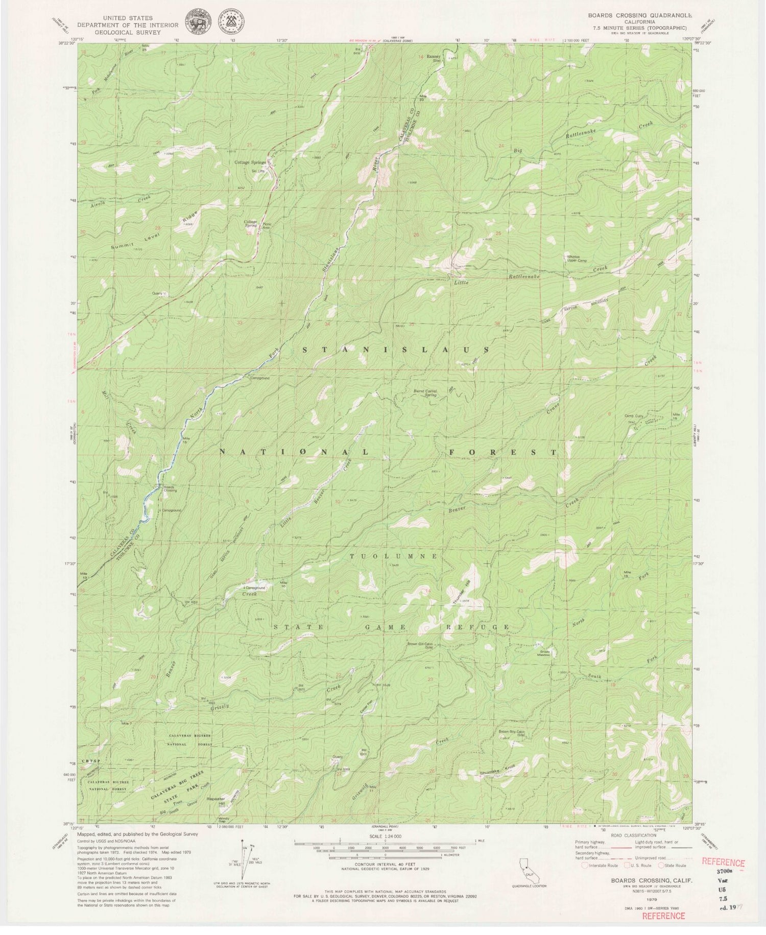 Classic USGS Boards Crossing California 7.5'x7.5' Topo Map Image