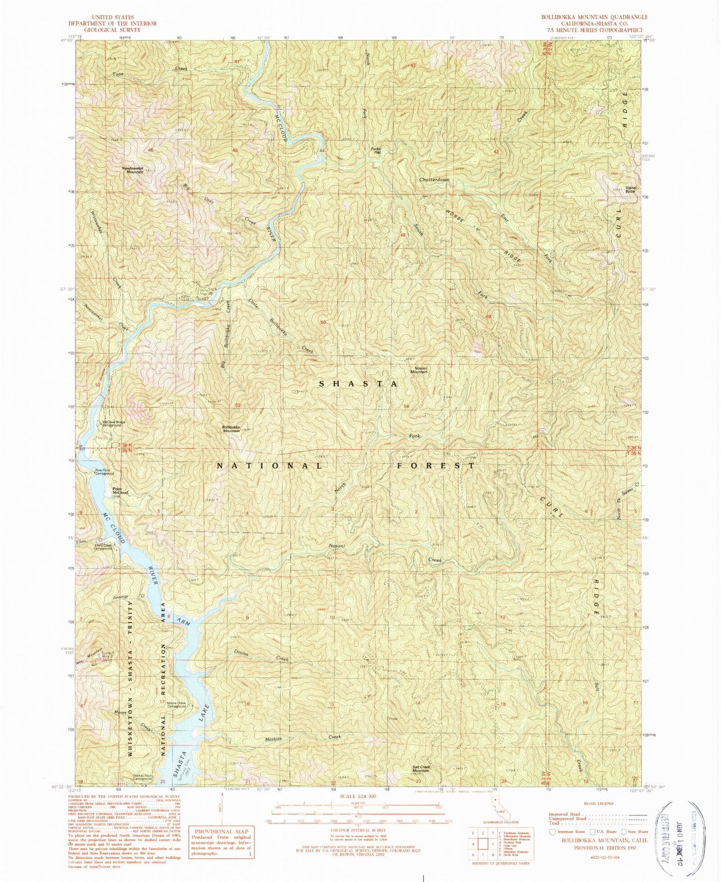 Classic USGS Bollibokka Mountain California 7.5'x7.5' Topo Map Image