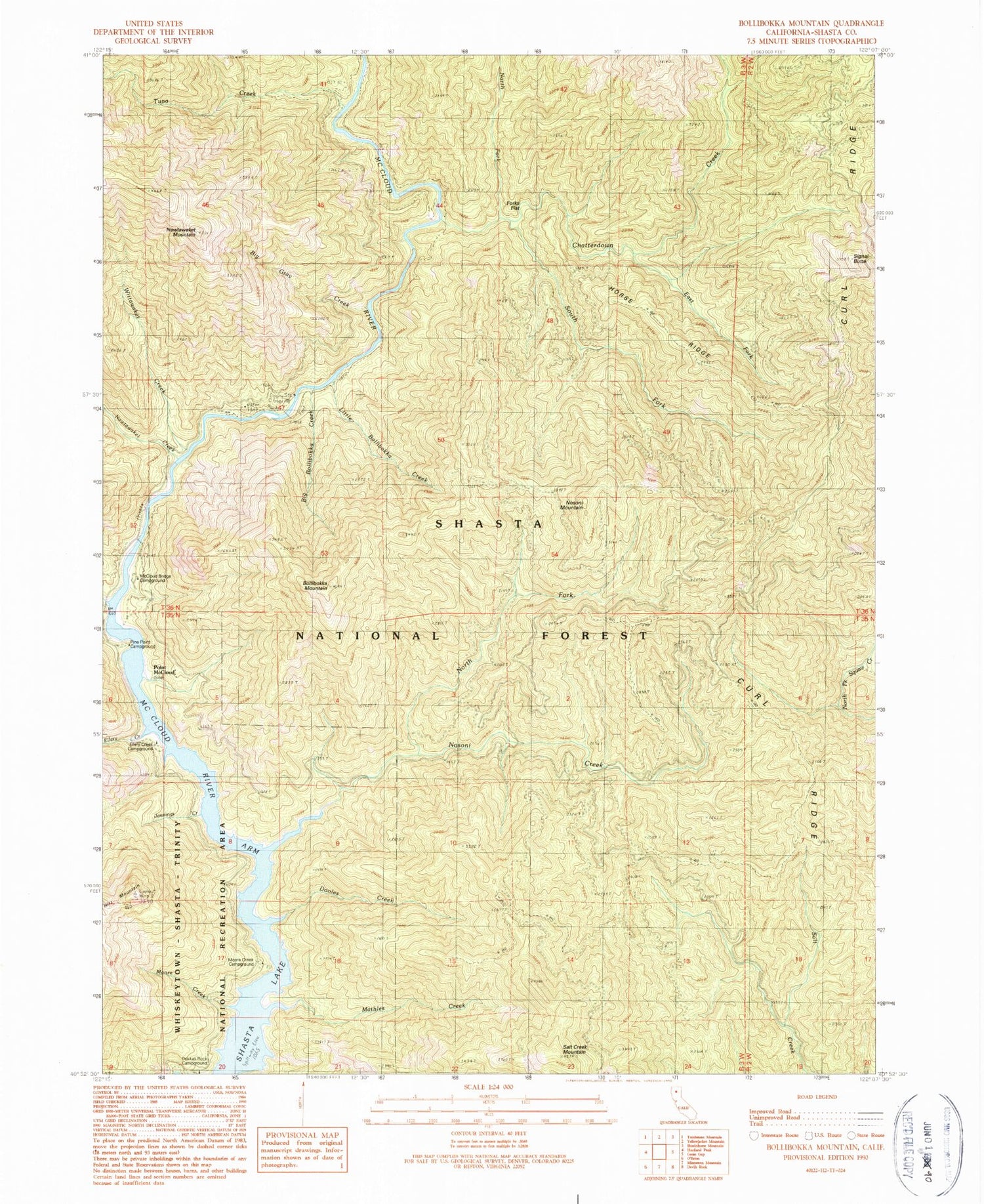 Classic USGS Bollibokka Mountain California 7.5'x7.5' Topo Map Image