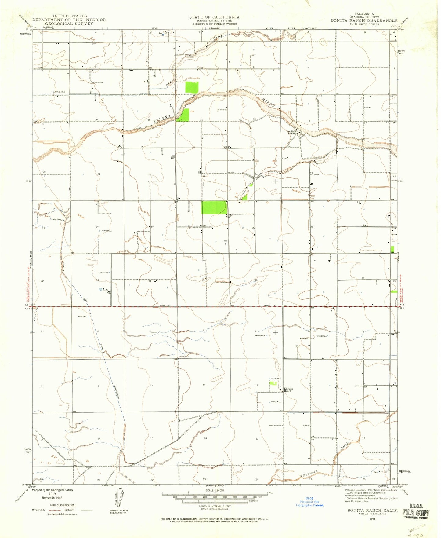 Classic USGS Bonita Ranch California 7.5'x7.5' Topo Map Image