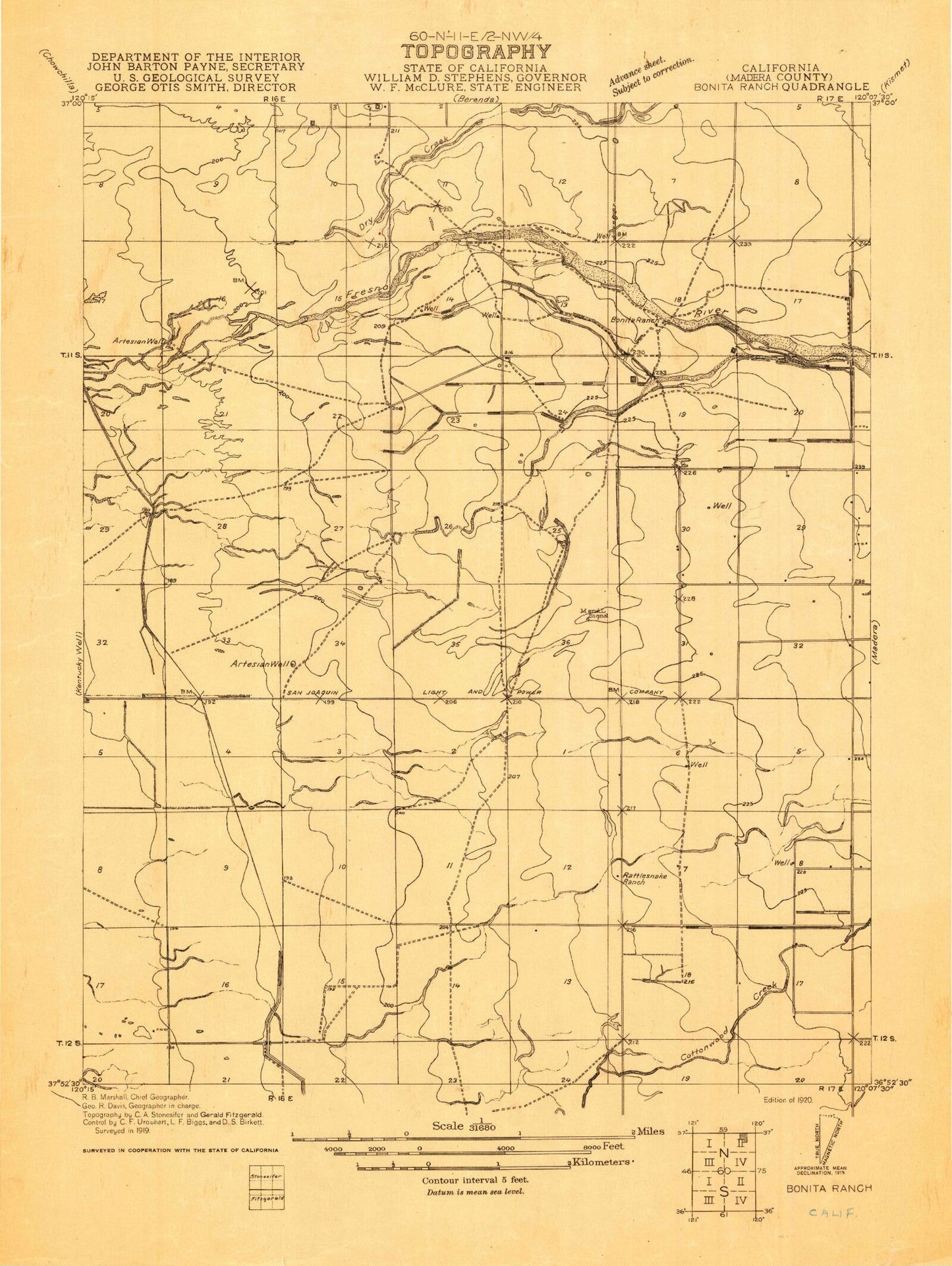 Classic USGS Bonita Ranch California 7.5'x7.5' Topo Map Image
