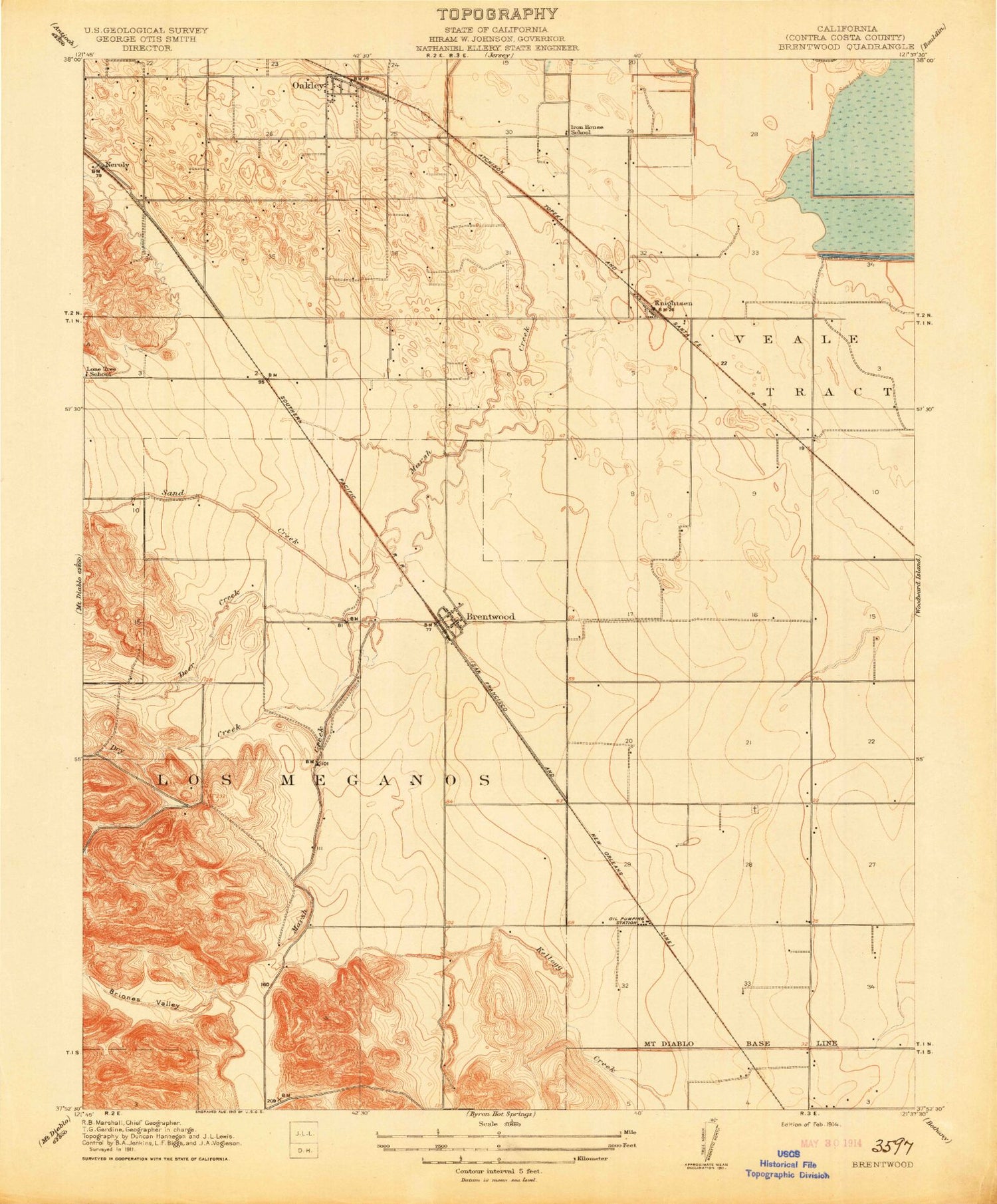 Classic USGS Brentwood California 7.5'x7.5' Topo Map Image