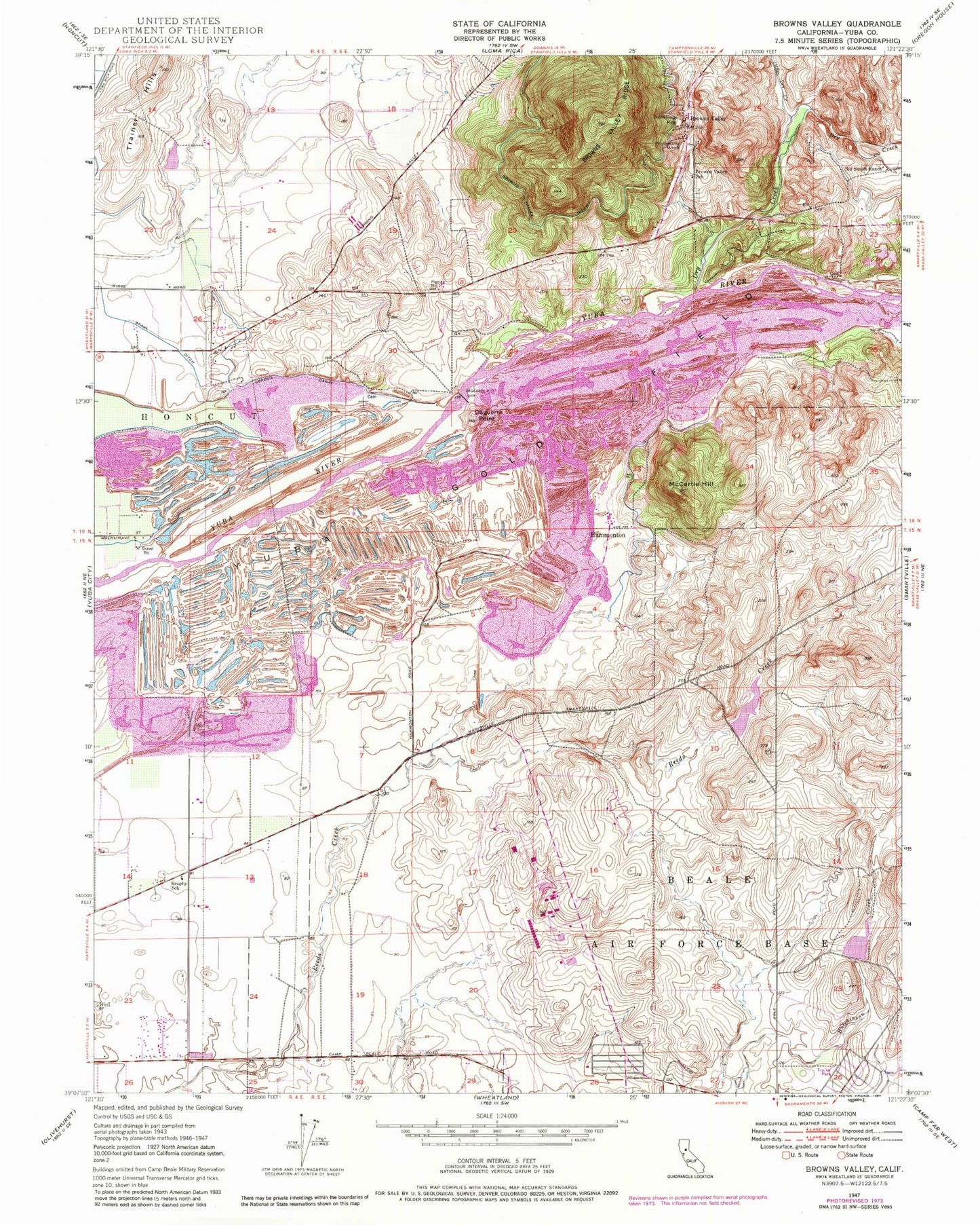 Classic USGS Browns Valley California 7.5'x7.5' Topo Map Image