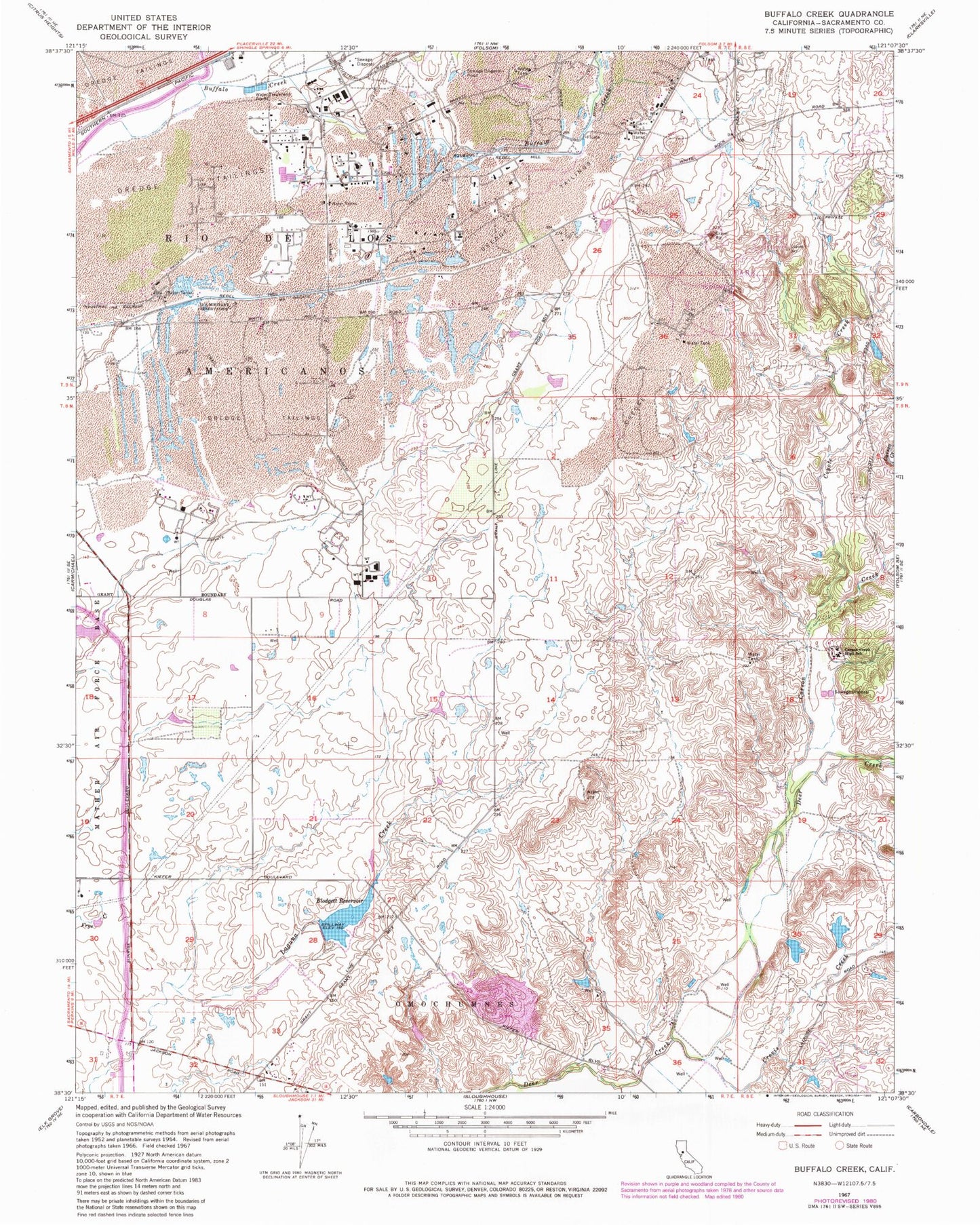 Classic USGS Buffalo Creek California 7.5'x7.5' Topo Map Image