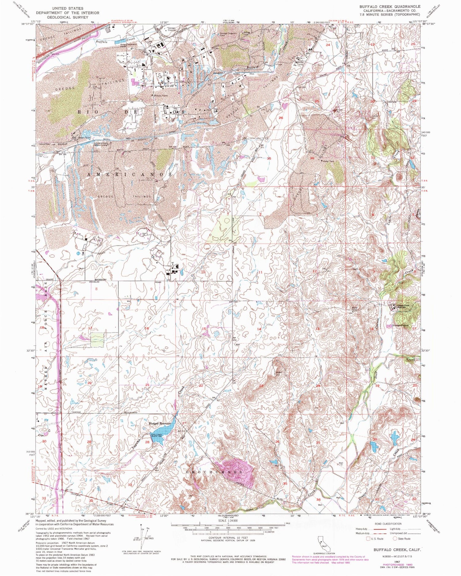Classic USGS Buffalo Creek California 7.5'x7.5' Topo Map Image
