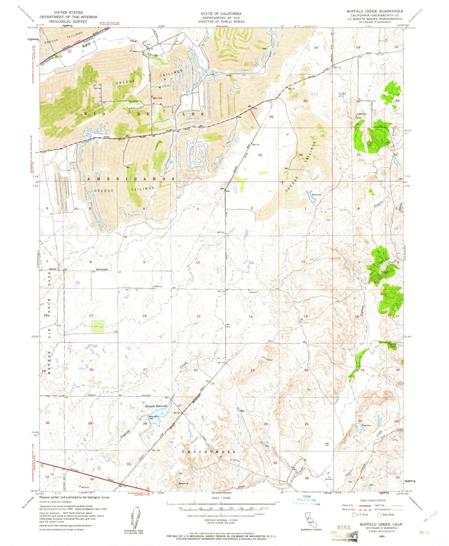 Classic USGS Buffalo Creek California 7.5'x7.5' Topo Map Image