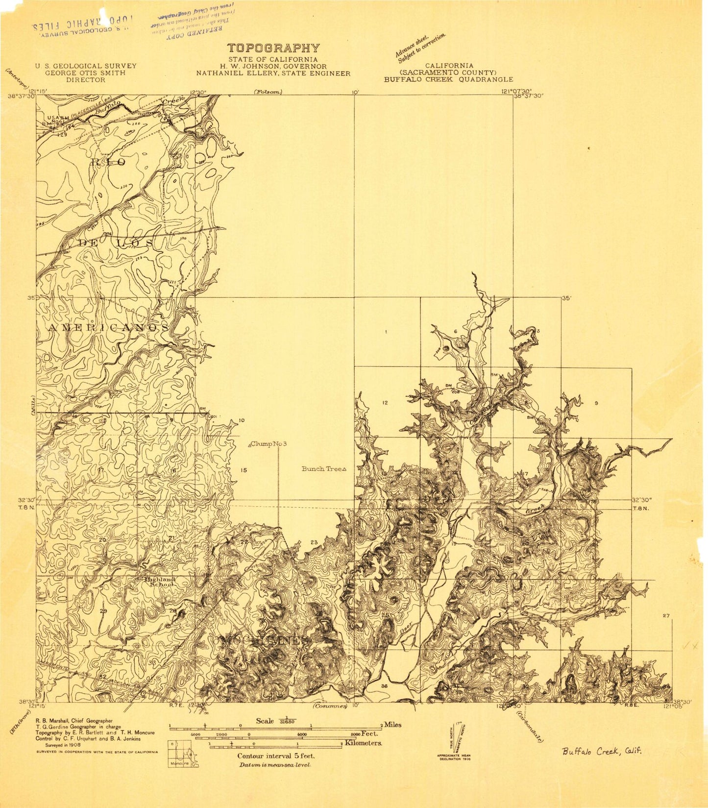 Classic USGS Buffalo Creek California 7.5'x7.5' Topo Map Image