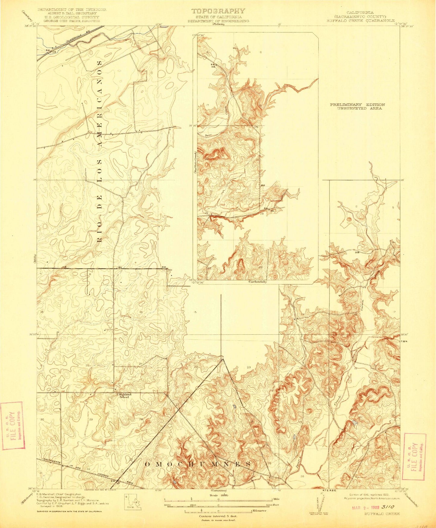Classic USGS Buffalo Creek California 7.5'x7.5' Topo Map Image