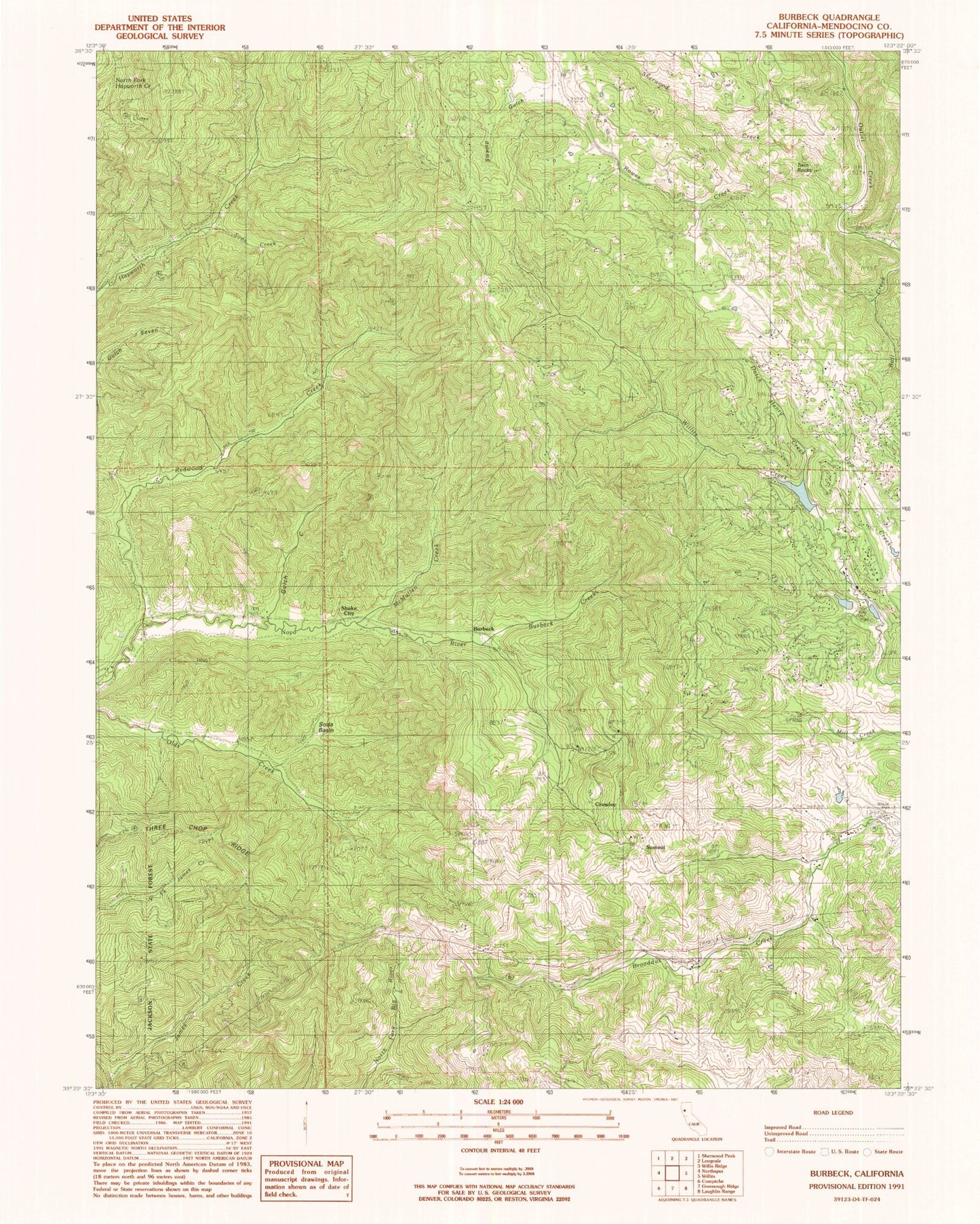 Classic USGS Burbeck California 7.5'x7.5' Topo Map Image