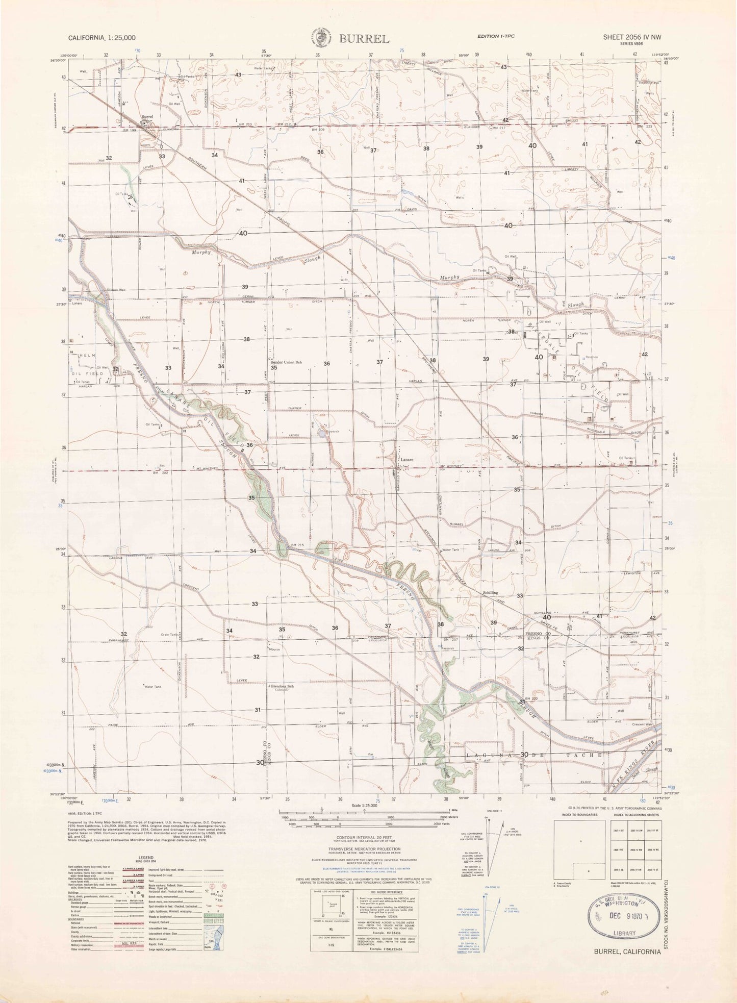 Classic USGS Burrel California 7.5'x7.5' Topo Map Image