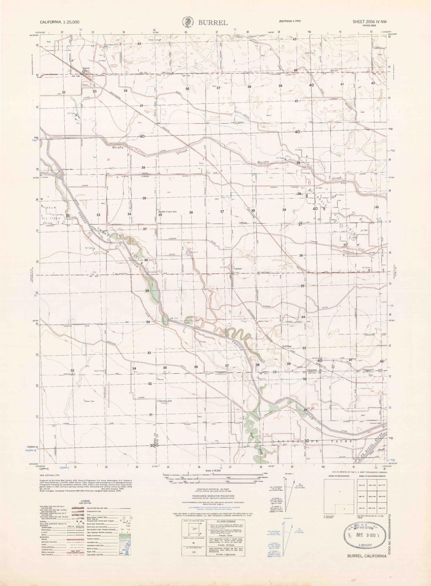 Classic USGS Burrel California 7.5'x7.5' Topo Map Image