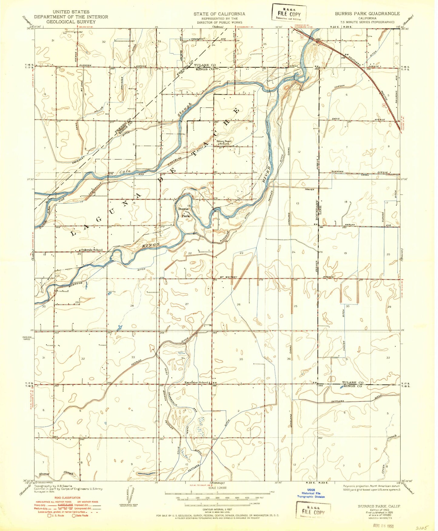 Classic USGS Burris Park California 7.5'x7.5' Topo Map Image