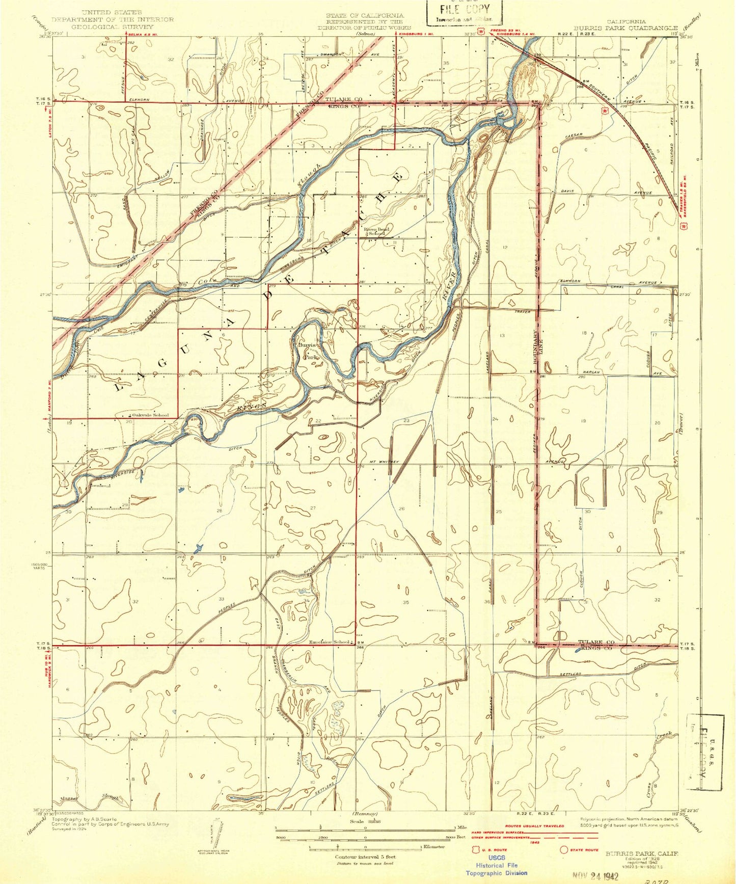 Classic USGS Burris Park California 7.5'x7.5' Topo Map Image