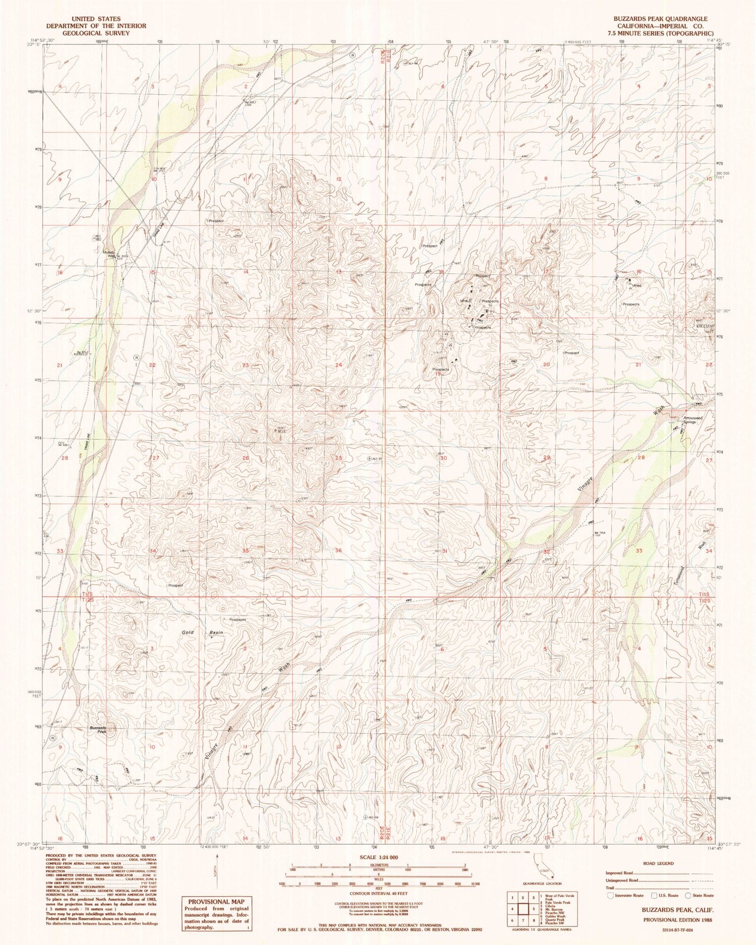 Classic USGS Buzzards Peak California 7.5'x7.5' Topo Map Image