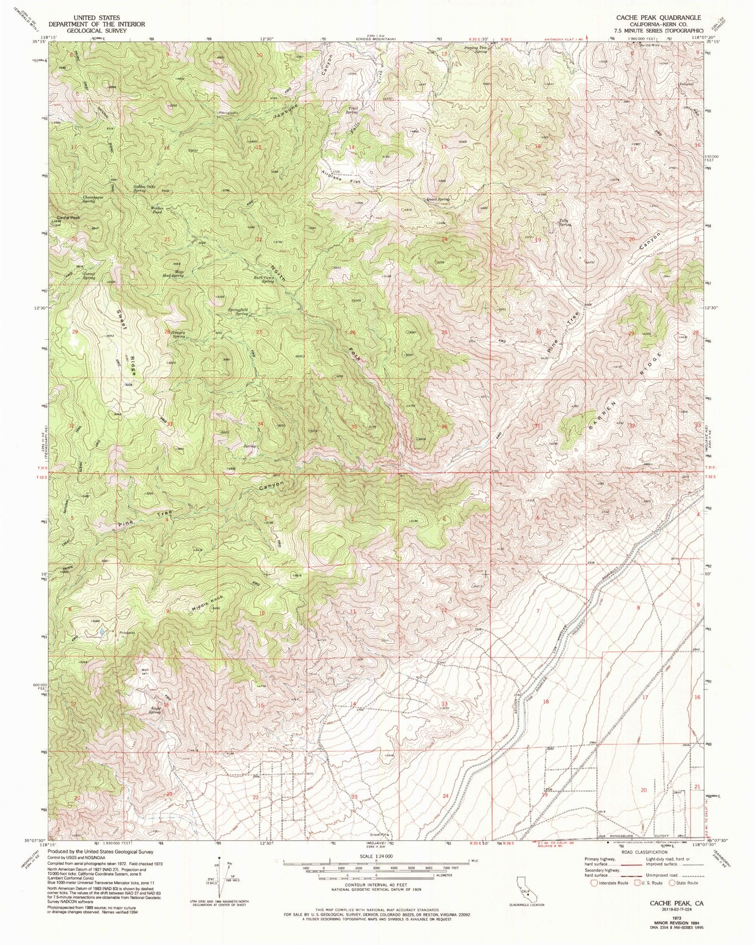 Classic USGS Cache Peak California 7.5'x7.5' Topo Map Image