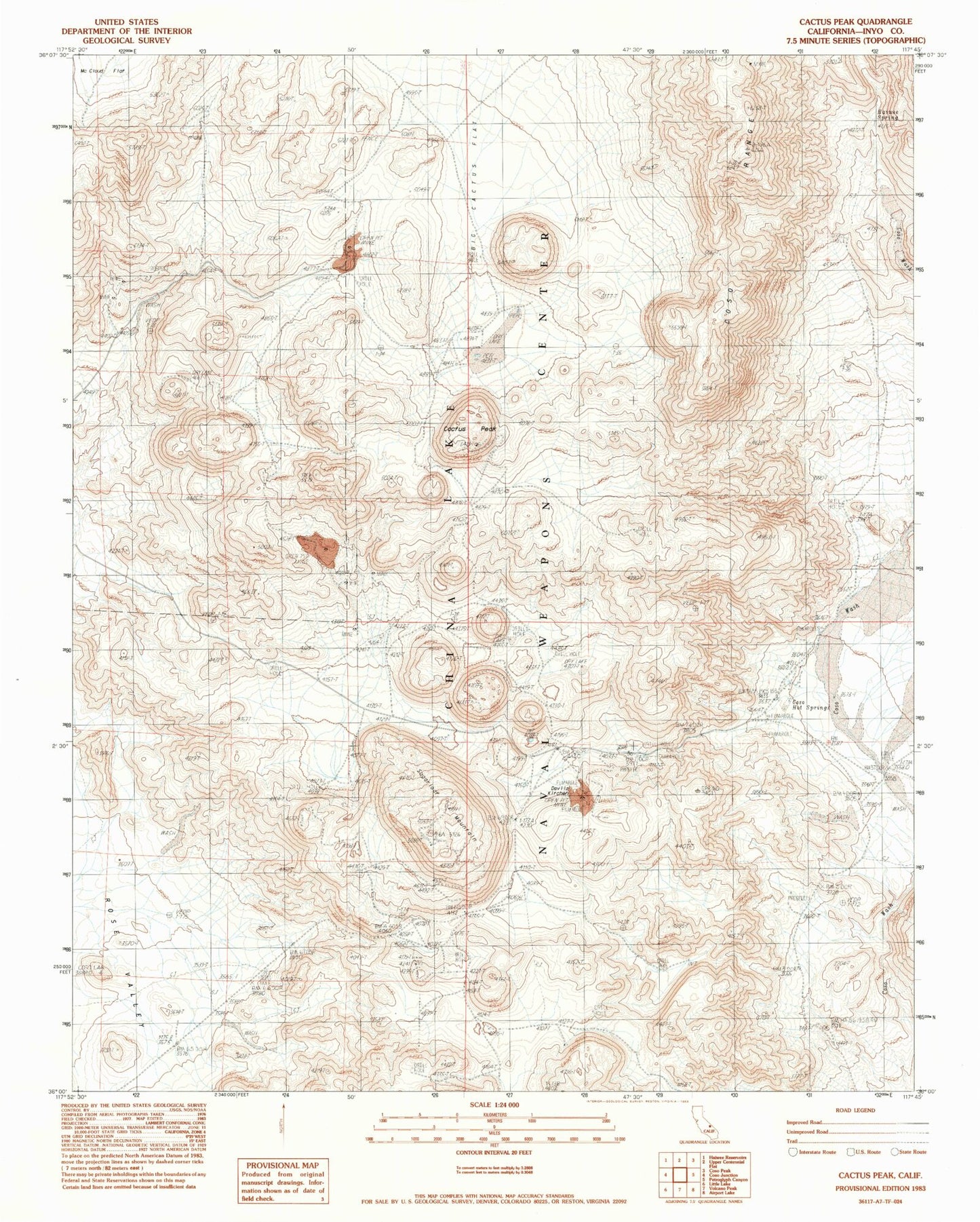 Classic USGS Cactus Peak California 7.5'x7.5' Topo Map Image