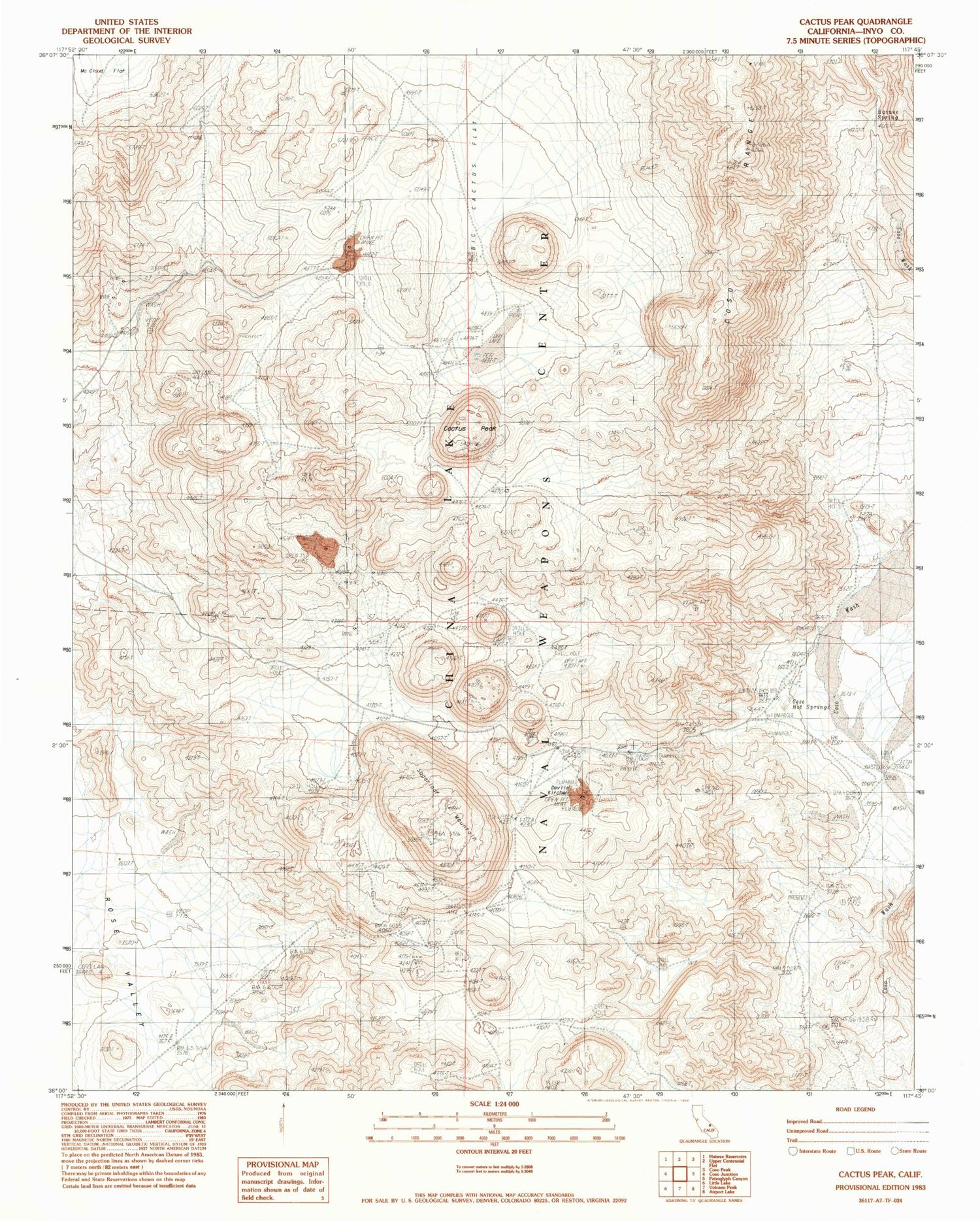 Classic USGS Cactus Peak California 7.5'x7.5' Topo Map Image
