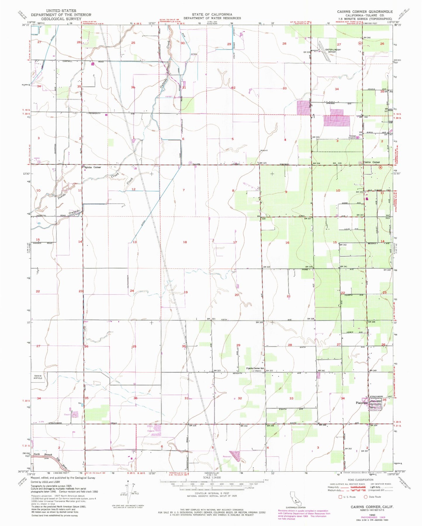 Classic USGS Cairns Corner California 7.5'x7.5' Topo Map Image