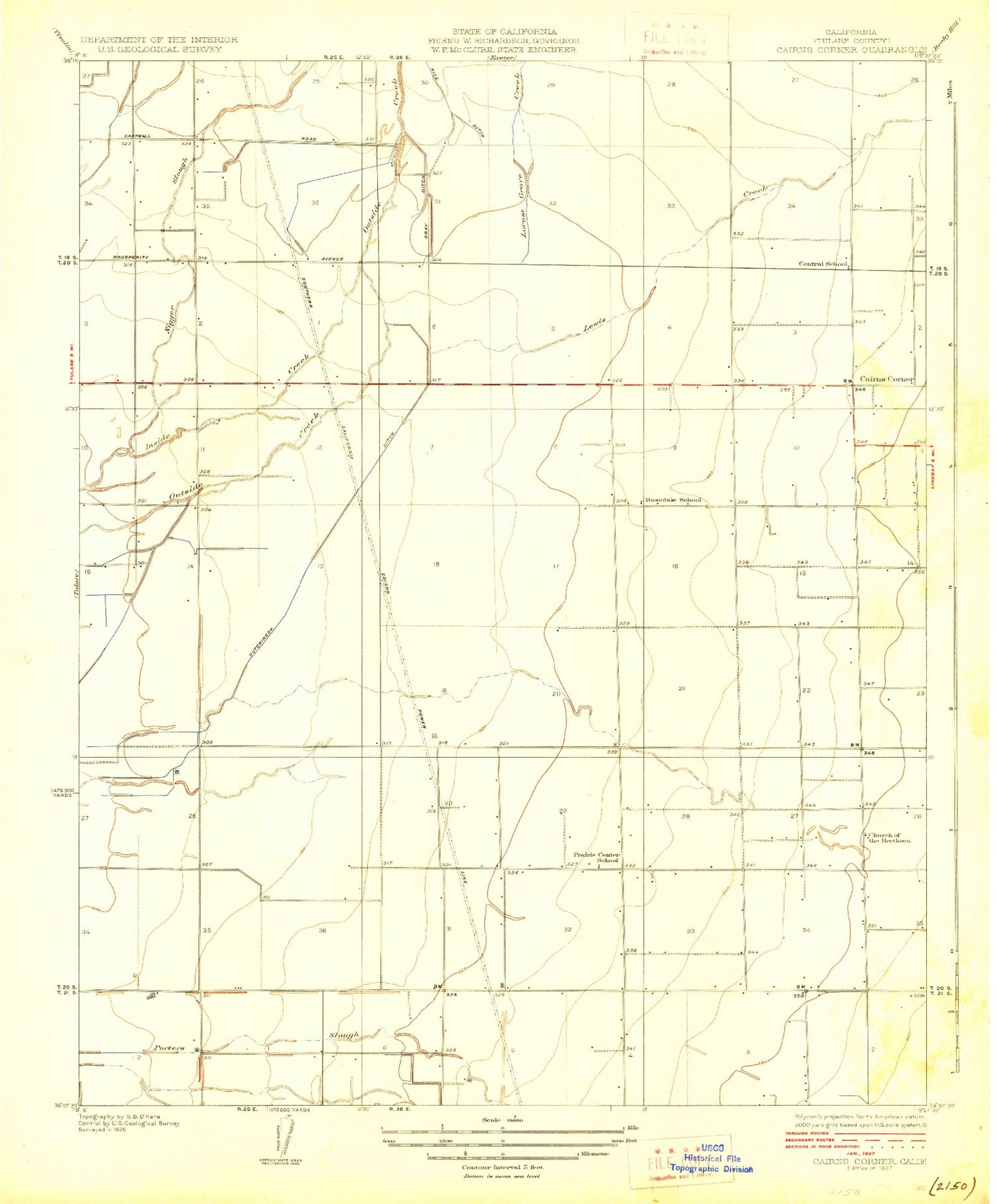Classic USGS Cairns Corner California 7.5'x7.5' Topo Map Image