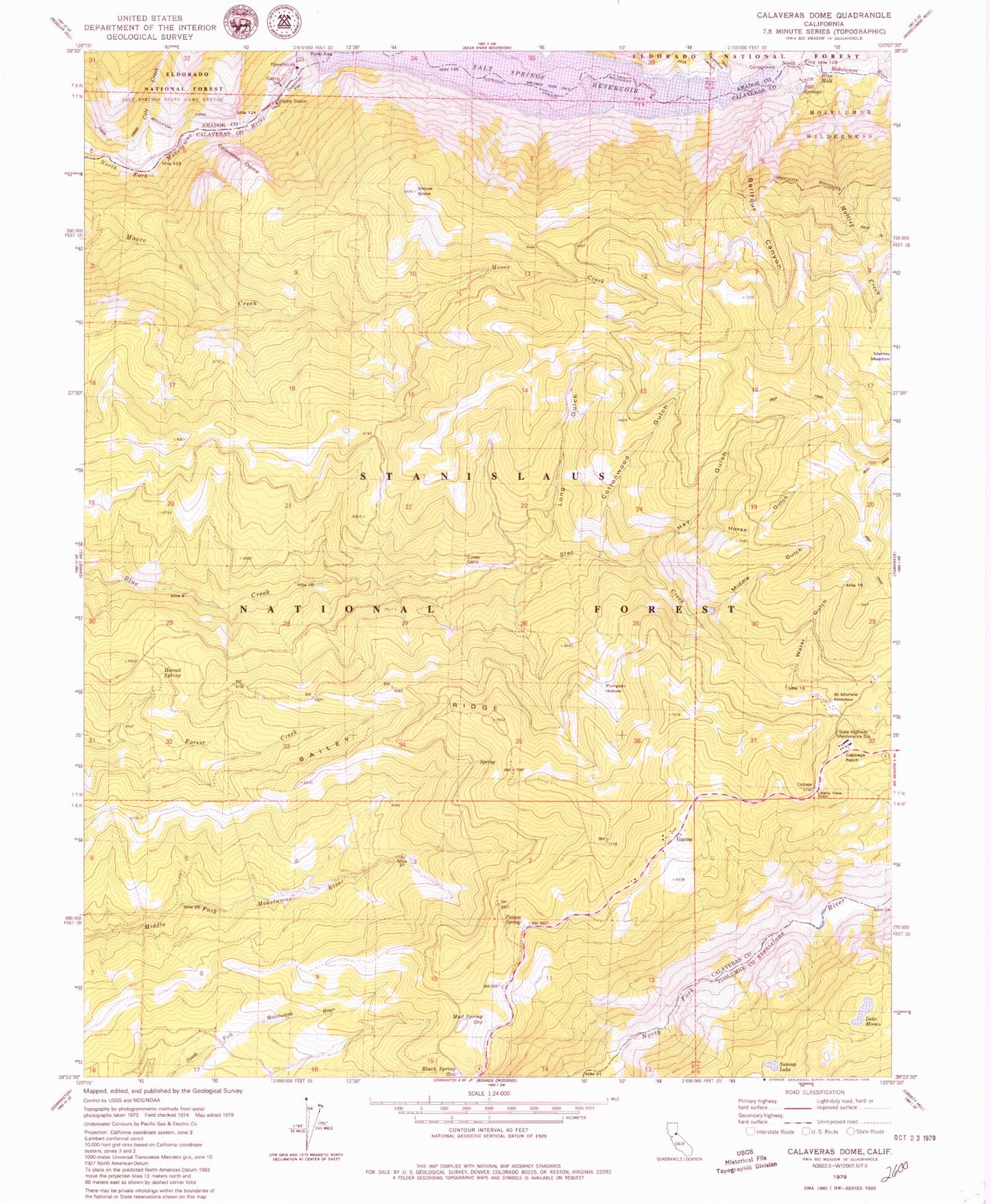 Classic USGS Calaveras Dome California 7.5'x7.5' Topo Map Image