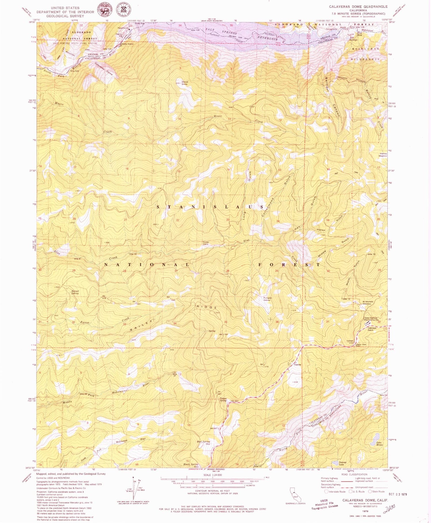 Classic USGS Calaveras Dome California 7.5'x7.5' Topo Map Image