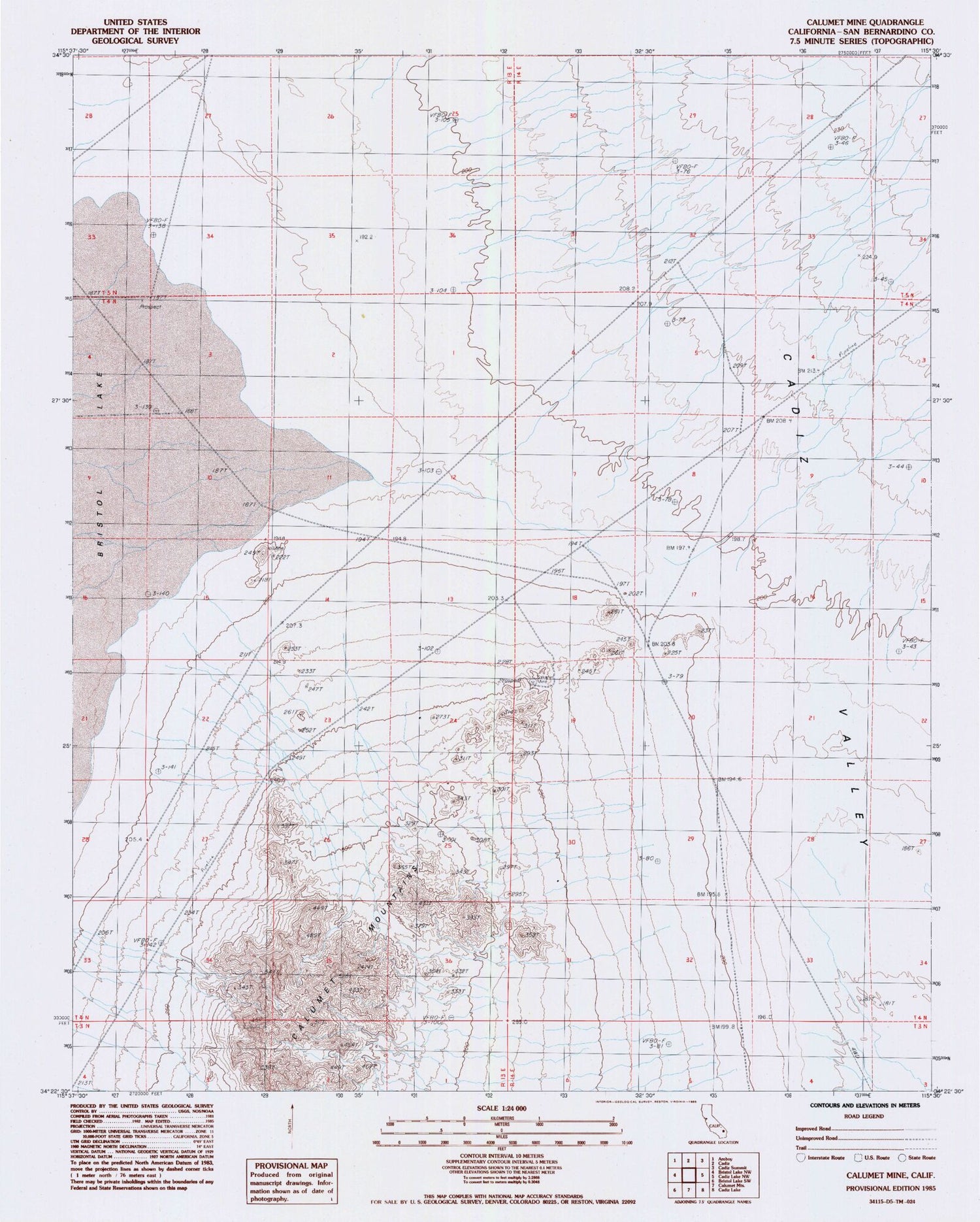 Classic USGS Calumet Mine California 7.5'x7.5' Topo Map Image