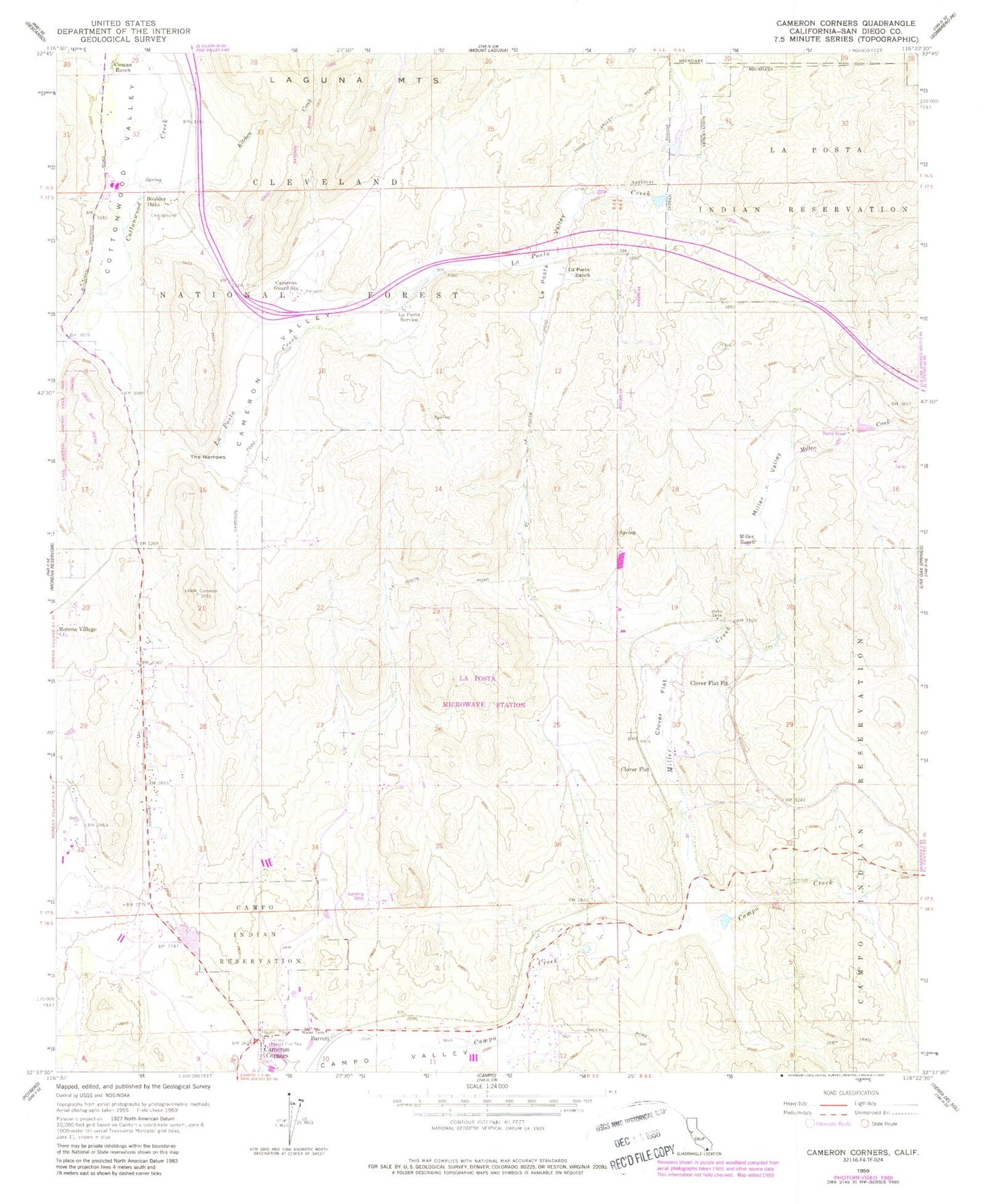 Classic USGS Cameron Corners California 7.5'x7.5' Topo Map Image