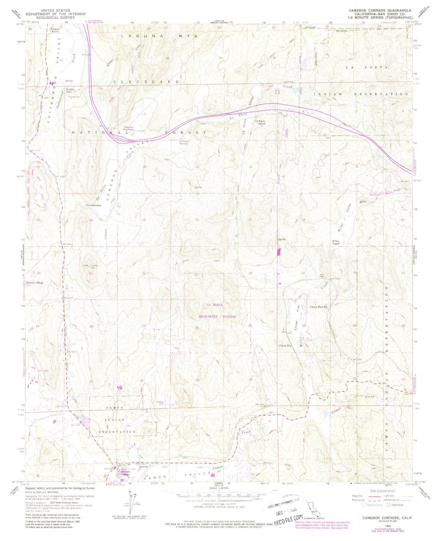 Classic USGS Cameron Corners California 7.5'x7.5' Topo Map Image