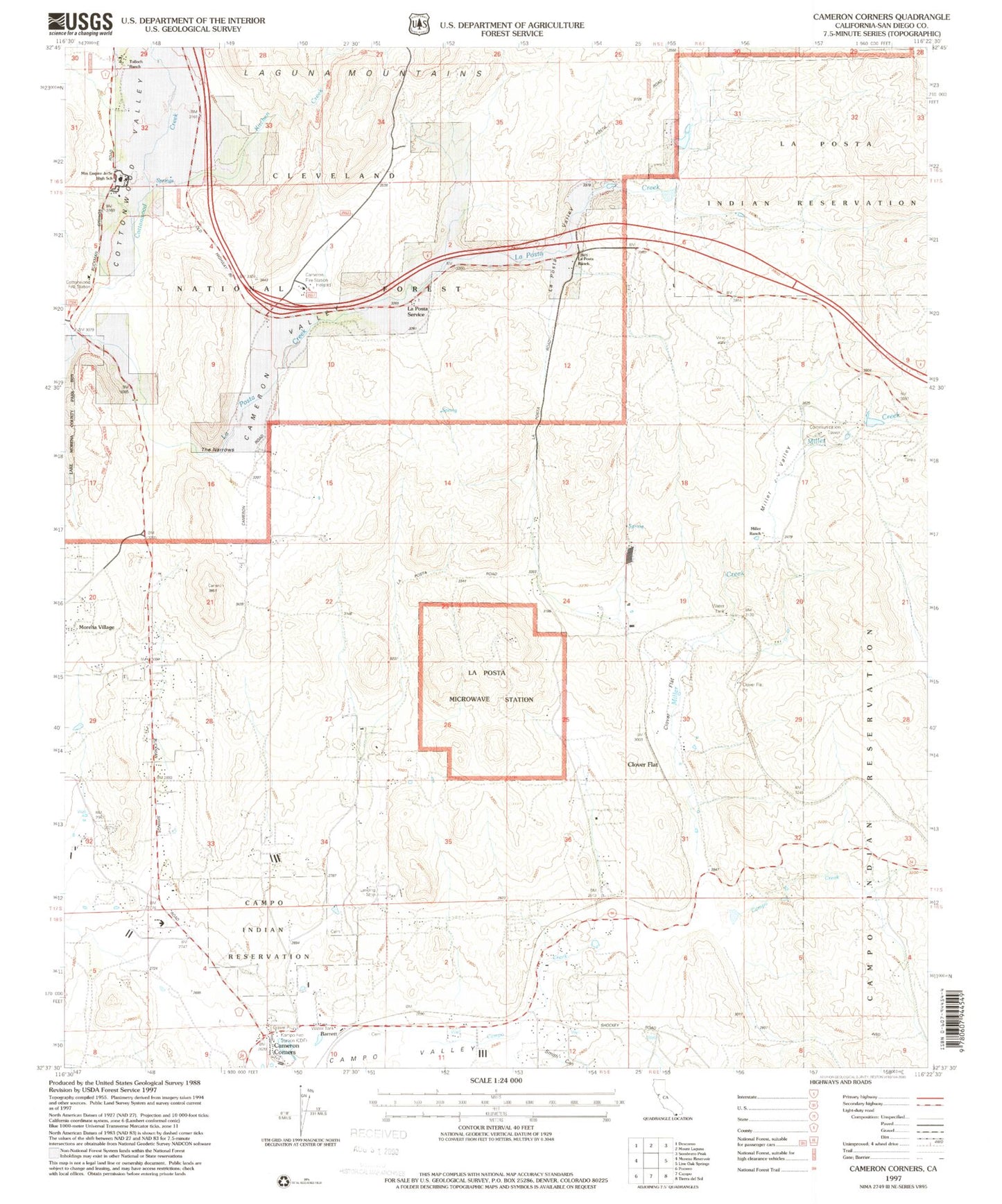 Classic USGS Cameron Corners California 7.5'x7.5' Topo Map Image