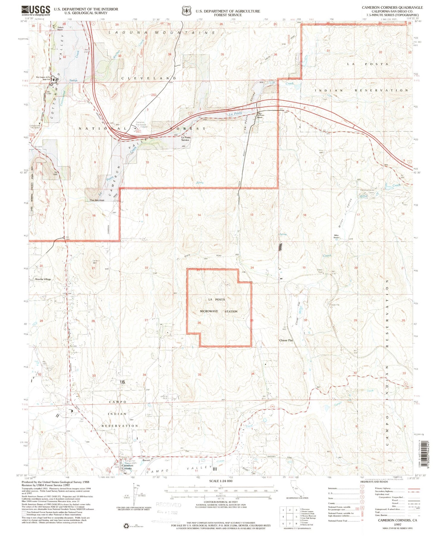 Classic USGS Cameron Corners California 7.5'x7.5' Topo Map Image
