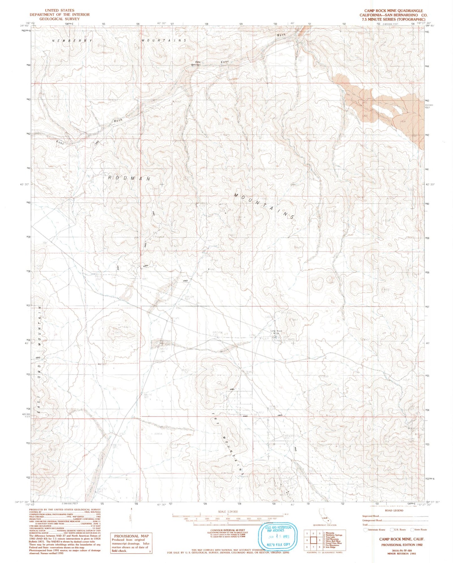 Classic USGS Camp Rock Mine California 7.5'x7.5' Topo Map Image
