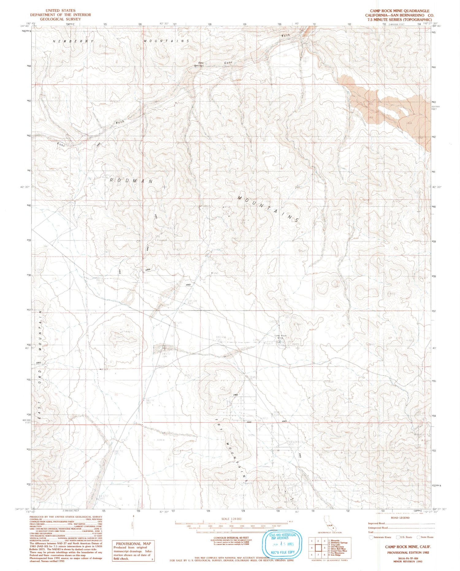 Classic USGS Camp Rock Mine California 7.5'x7.5' Topo Map Image