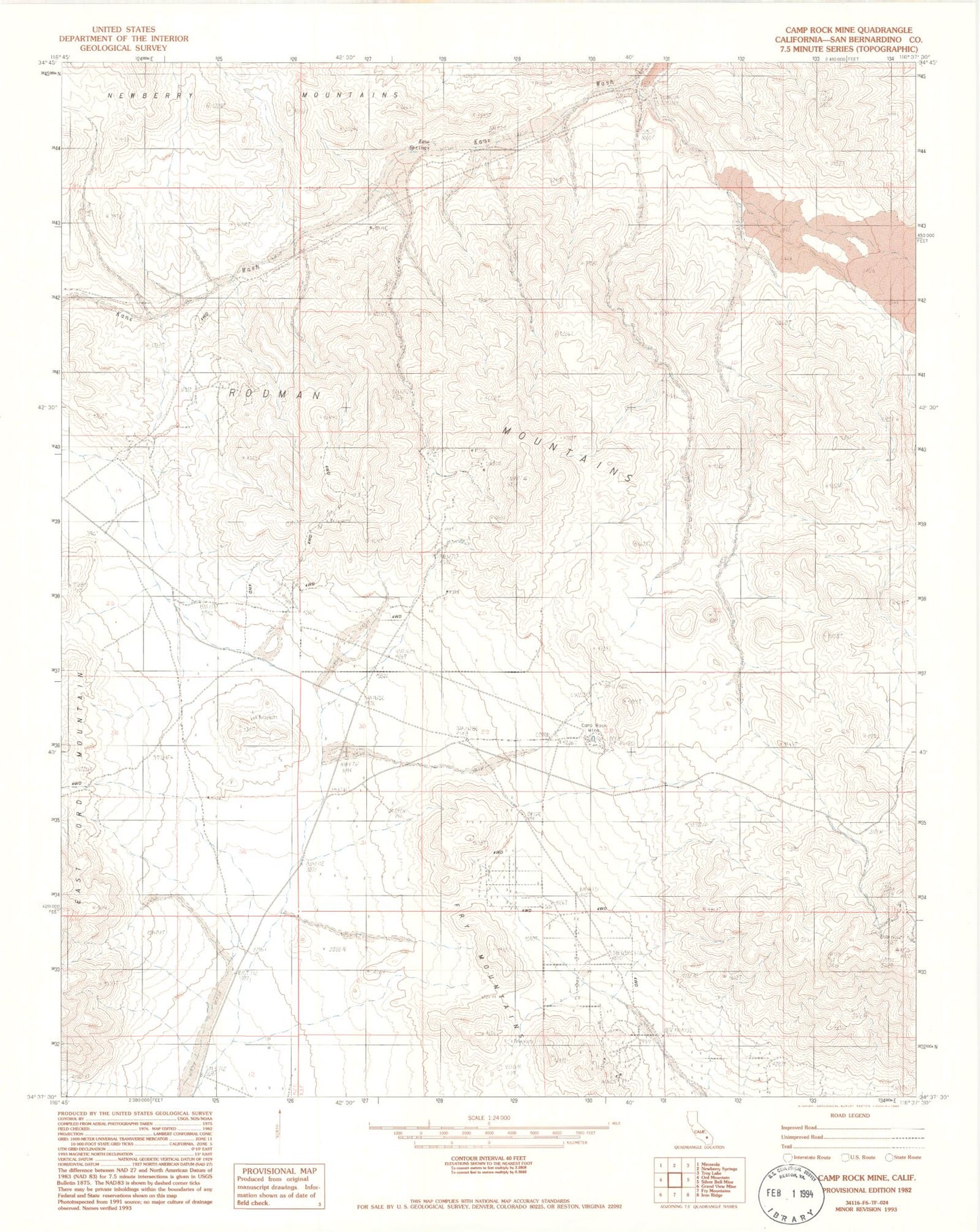 Classic USGS Camp Rock Mine California 7.5'x7.5' Topo Map Image