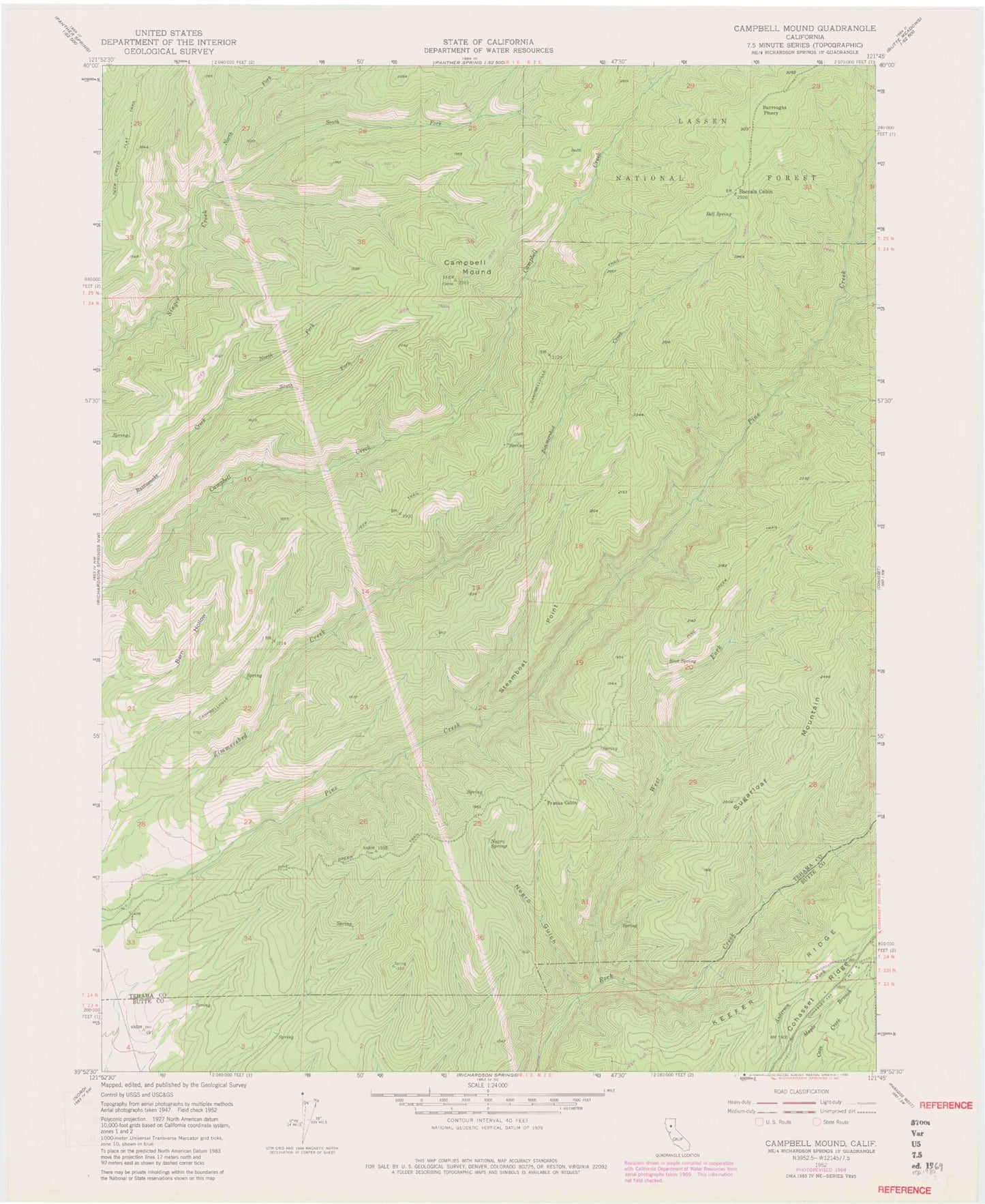 Classic USGS Campbell Mound California 7.5'x7.5' Topo Map Image