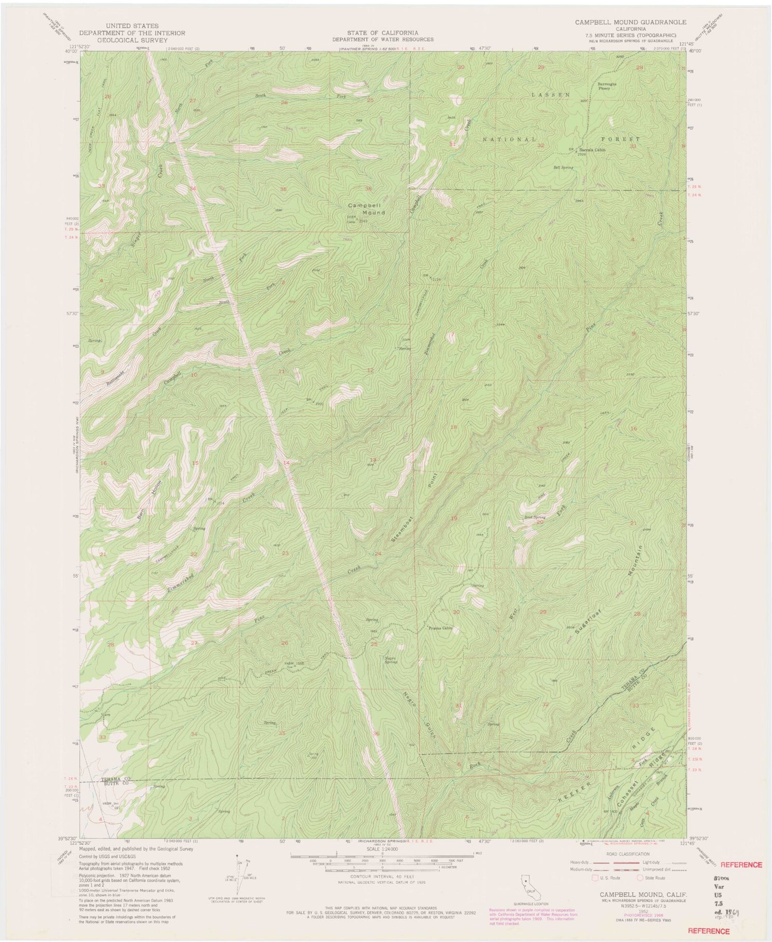 Classic USGS Campbell Mound California 7.5'x7.5' Topo Map Image