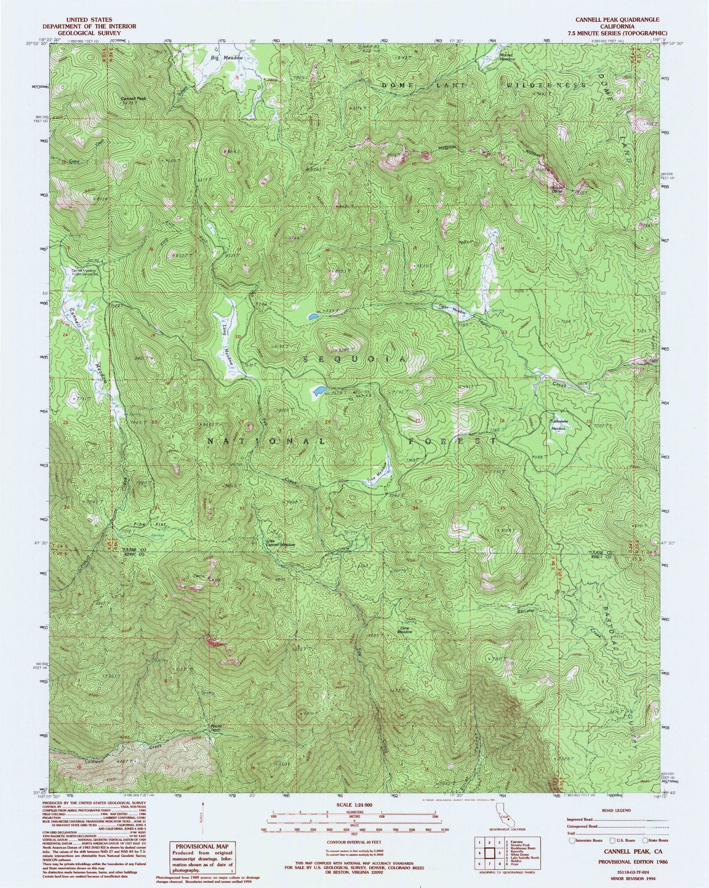 Classic USGS Cannell Peak California 7.5'x7.5' Topo Map Image